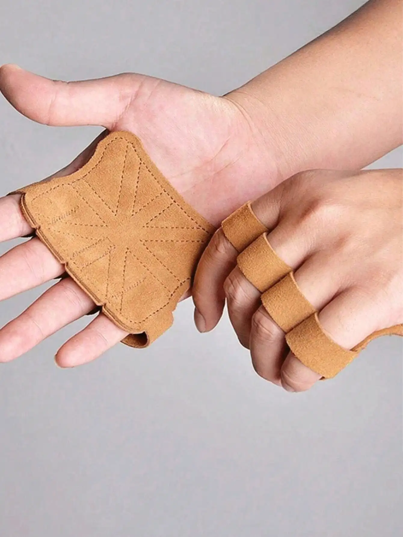 Genuine Leather Weightlifting Gloves, Palm Protection, Unisex, Suitable For Fitness, Gymnastics, Grip Strength Training, Pull-Ups, Weight Training Fitness Gloves - Multicolor - View 2