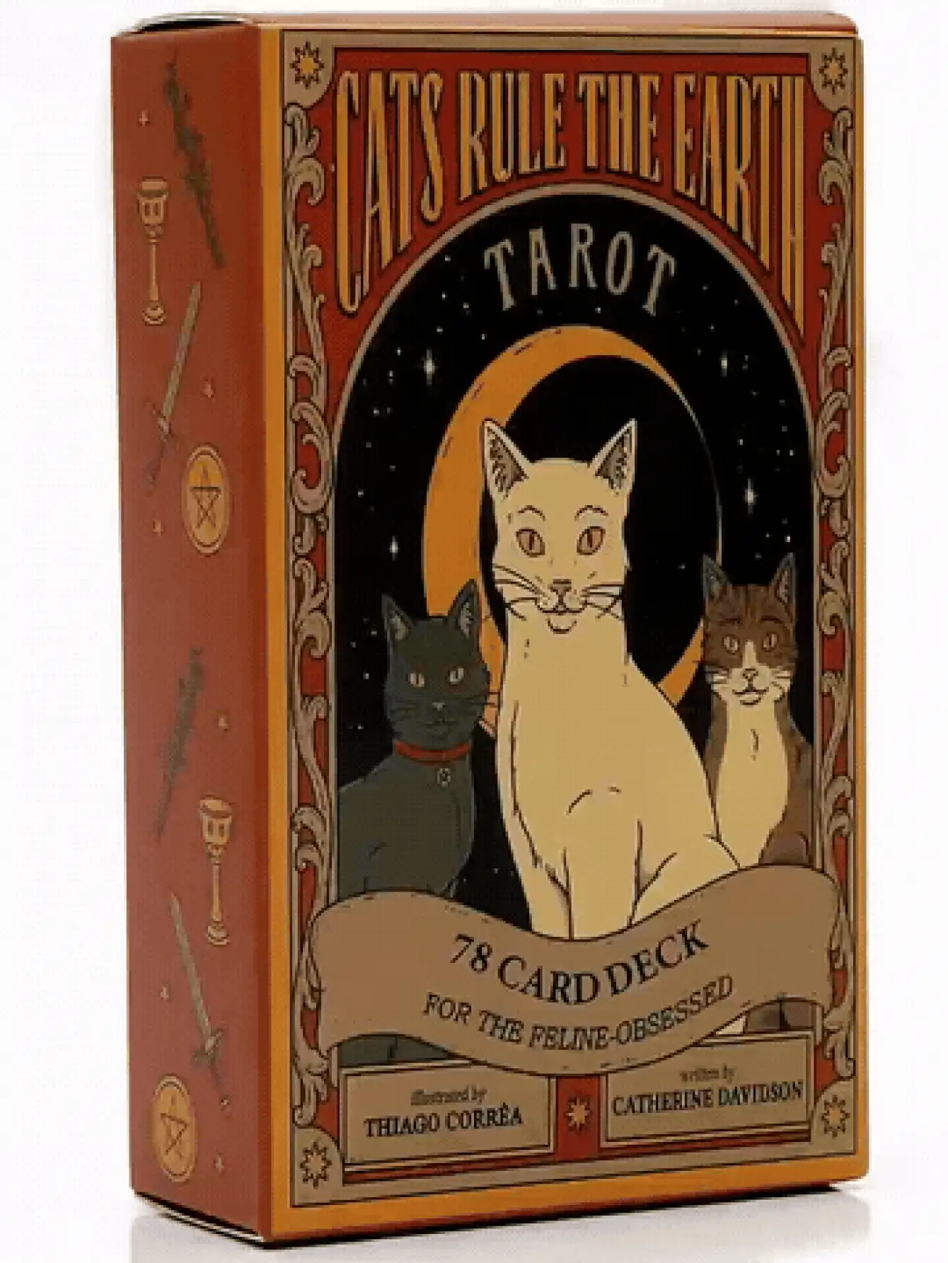 Neat Mystical Hard Anti-Bending Cute Cat Tarot Cards, Unisex Bohemian Style Spanish Tarot Cards, Suitable For Club Games, Bar Accessories, Bachelor Party, Family Beach Outdoor Games Essential Accessories, Divination Birthday Gift - Multicolor - View 3