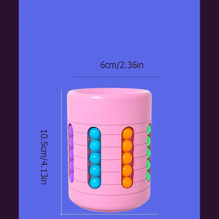 1pc Creative Rotating Pen Holder Gear Cube Finger Spinner Colorful Magic Beans. It Is Both A Desktop Stationery Storage Container And A Stress Reliever (The Beads Can Be Rotated Freely) - Multicolor - View 8