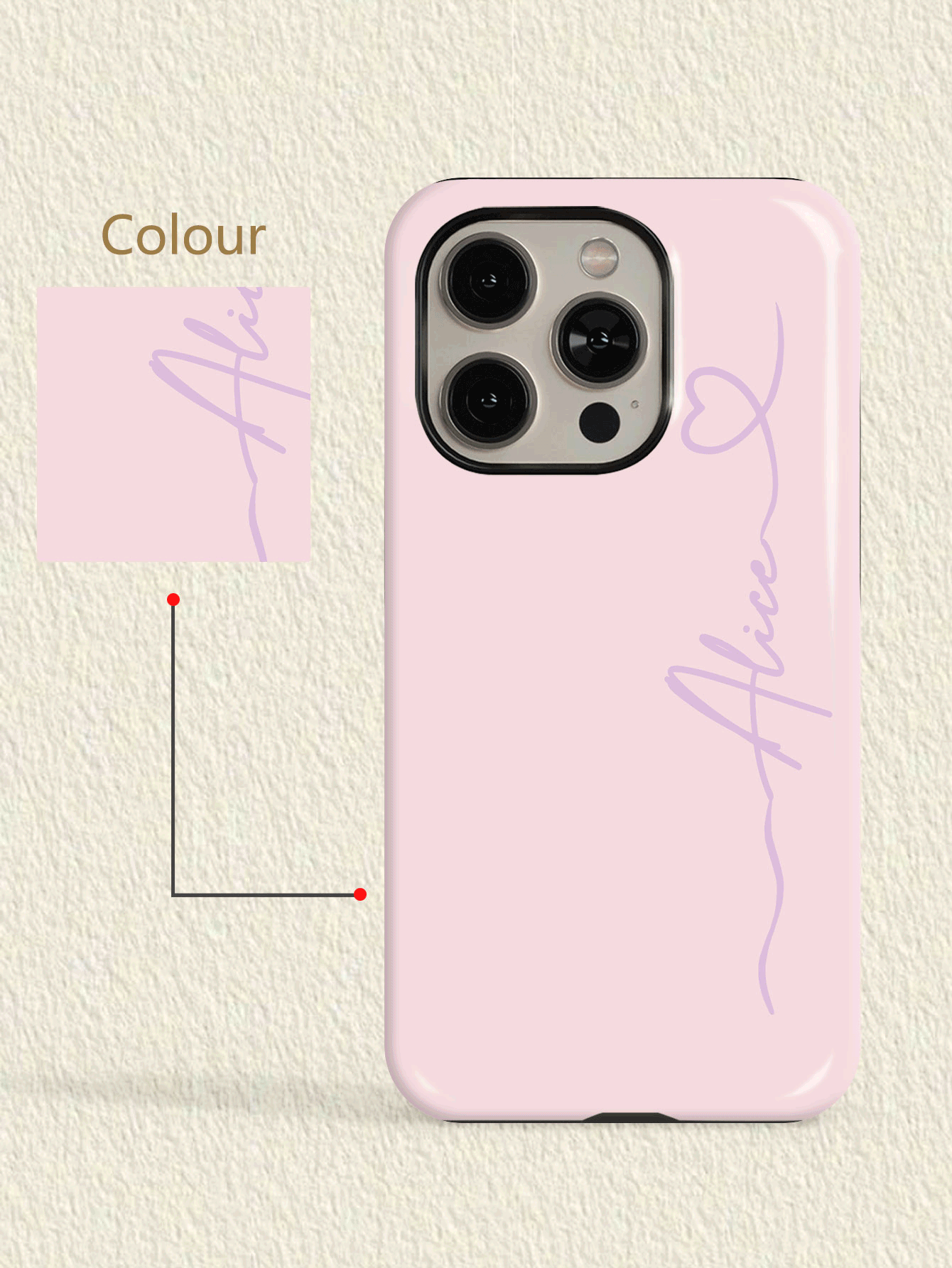 1pc Customized Personalized Signature Multi-Color Letter Name Short Phrase Glossy 2-In-1 Film Phone Case Protective Cover Customized Name Phone Sleeve Compatible With 11 12 13 14 15 16 17 Pro Max - Multicolor - View 2