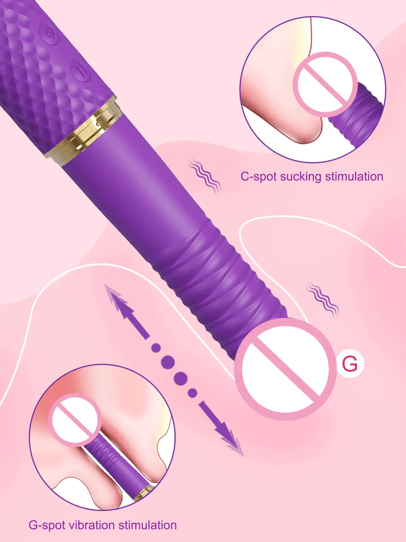 8.9 Inch Thrusting Vibrating Dildo Sex Toy, Automatic Telescoping Dildo Sex Machine, Realistic Penis G-Spot Vaginal Anal Stimulator, 10 Modes, With Handle And Suction Cup, Prostate Massager, Adult Sex Toy Game, Suitable For Women And Men - Purple - View 4