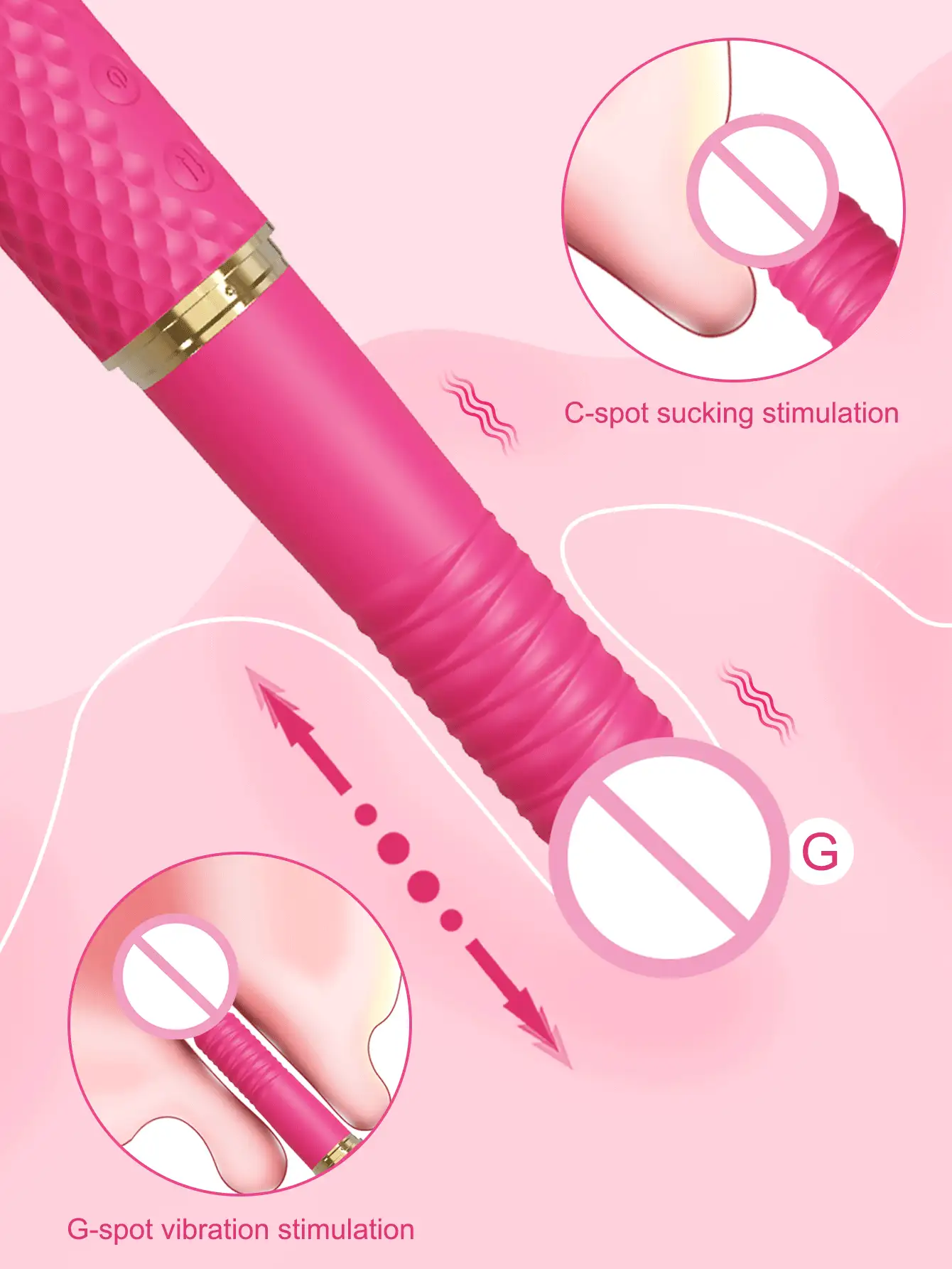 8.9 Inch Telescoping Vibrating Dildo Sex Toy, Automatic Telescoping Dildo Sex Machine, Realistic Penis G-Spot Vaginal Anal Stimulator, 10 Modes, With Handle And Suction Cup, Prostate Massager, Adult Sex Toy Game, Suitable For Women And Men - Red - View 3