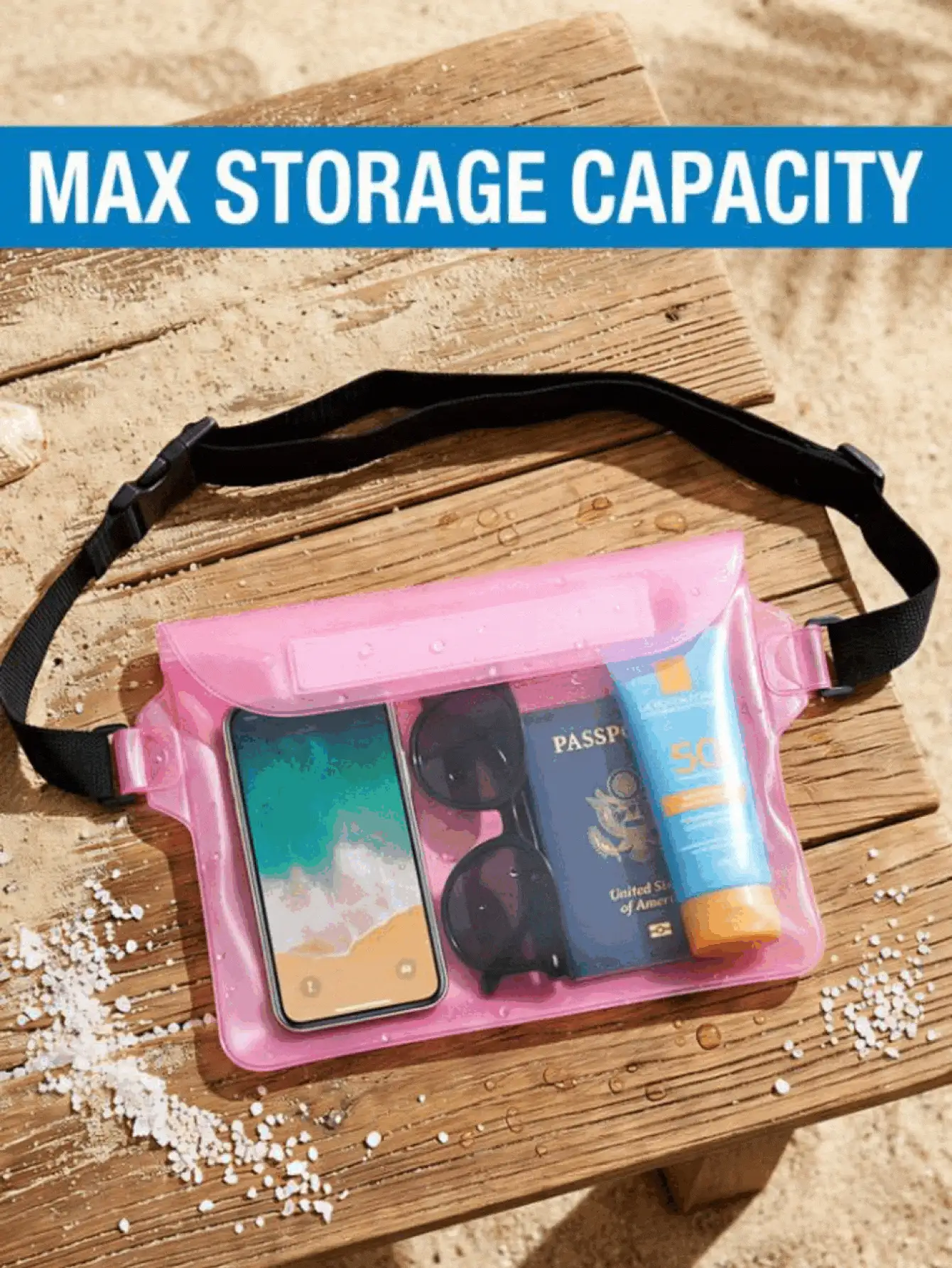 Waterproof Waist Bag, Multi-Layer Foldable Zipper Closure Protection, Minimalist Phone Storage Pouch, Dry Bag, Adjustable Anti-Sand Crossbody Bag, Protects Valuables And Keys During Diving, Handbag, Beach, Cruise, Vacation, Hiking, Travel Essential Accessory - Multicolor - View 3