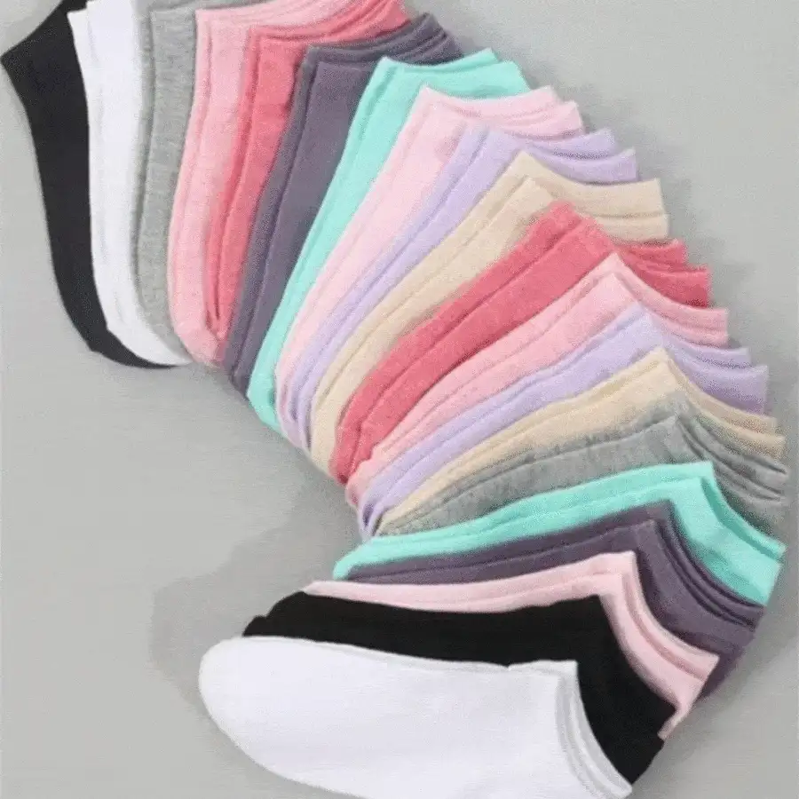 1/20 Pairs Women Candy Color Solid Socks, Sports Socks, Invisible Socks, Solid Color Minimalist Fashion, Suitable For Casual Daily Wear - Multicolor - View 2