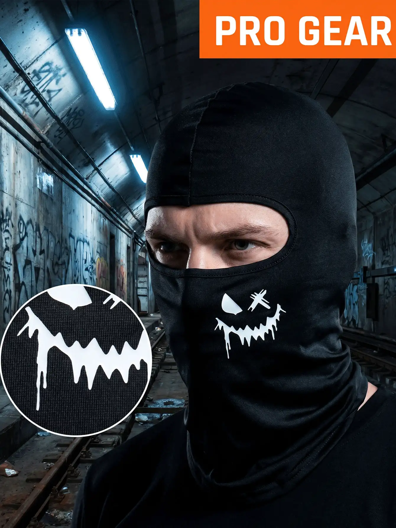 Breathable Unisex Balaclava Face Mask, Stretchable Summer Cooling Neck Gaiter, Multi-Functional Graffiti Logo Hat Mask, Suitable For Cycling, Outdoor Running, Fishing, Skiing, Washable Windproof Headwear, Fitness - Multicolor - View 3