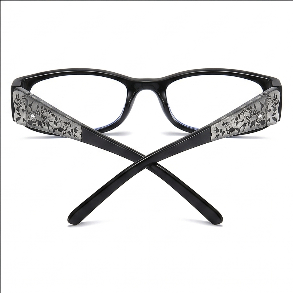 10pcs/5pcs/2pcs/1pc Rectangular Rhinestone Flower Fashionable Clear Lens Glasses, Suitable For Campus, Work And Daily Wear - 5PCS - View 4