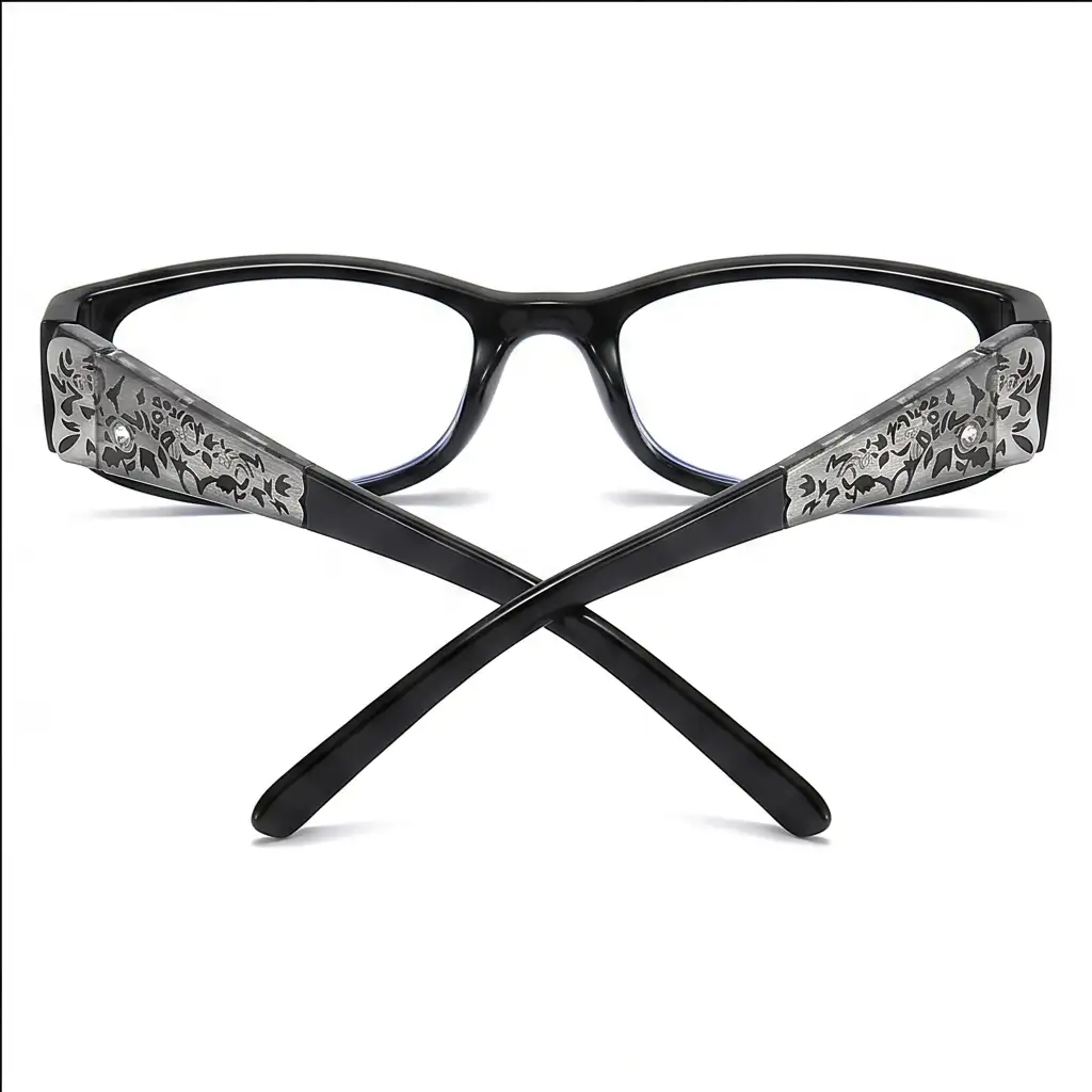 10pcs/5pcs/2pcs/1pc Rectangular Rhinestone Flower Fashionable Clear Lens Glasses, Suitable For Campus, Work And Daily Wear - 5PCS - View 4