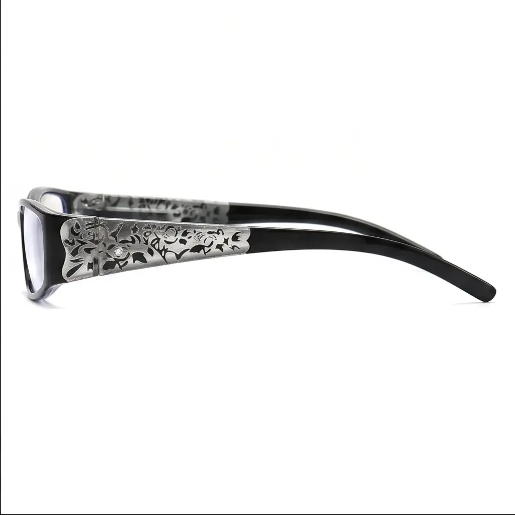 10pcs/5pcs/2pcs/1pc Rectangular Rhinestone Flower Fashionable Clear Lens Glasses, Suitable For Campus, Work And Daily Wear - 5PCS - View 3