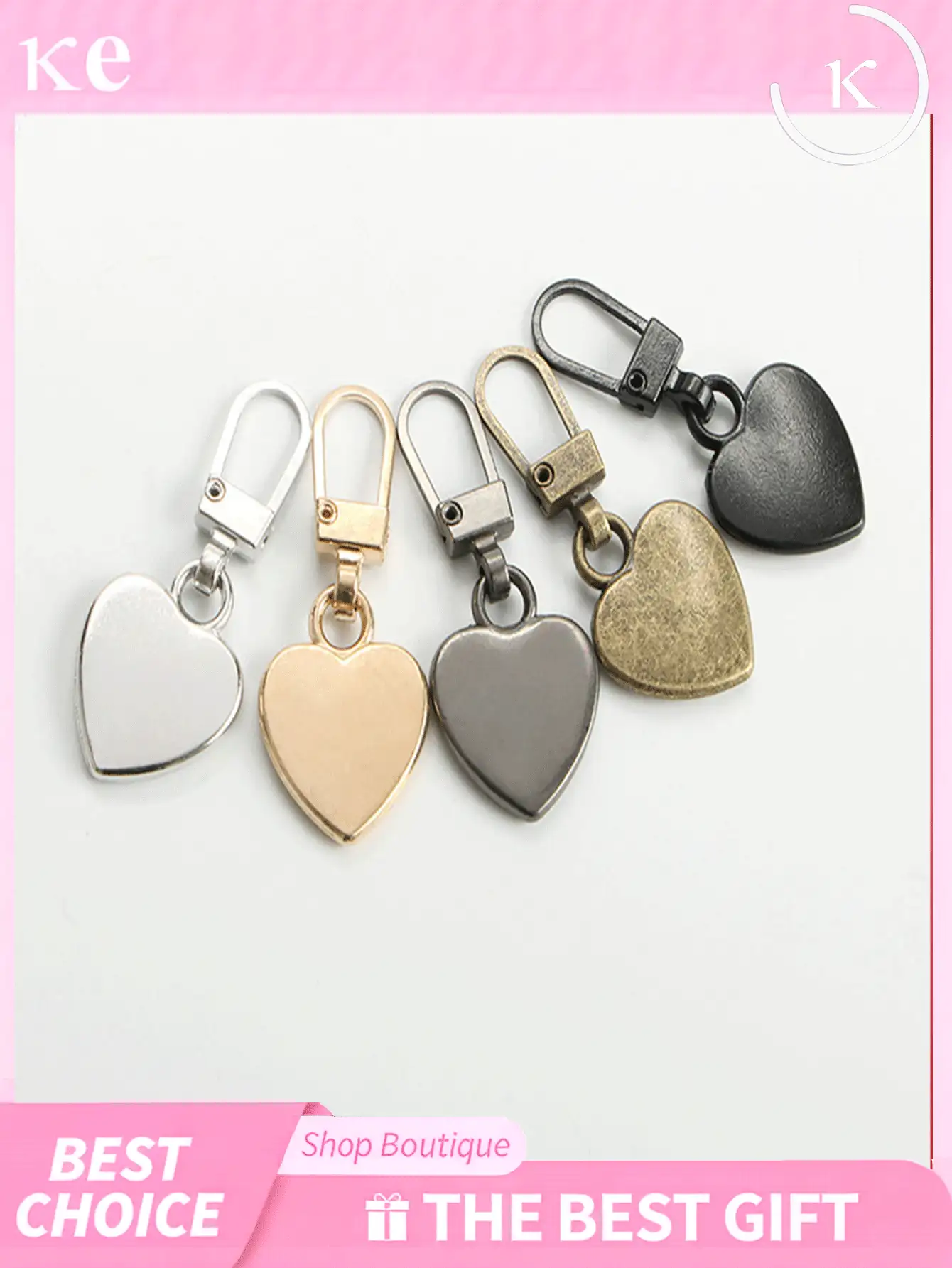 1/5/10pcs Heart-Shaped Multi-Function Metal Detachable Zipper Pull Replacement Ring Zipper Slider Repair Kit, Suitable For Suitcases, Handbags, Backpacks, Jackets - Multicolor - View 5