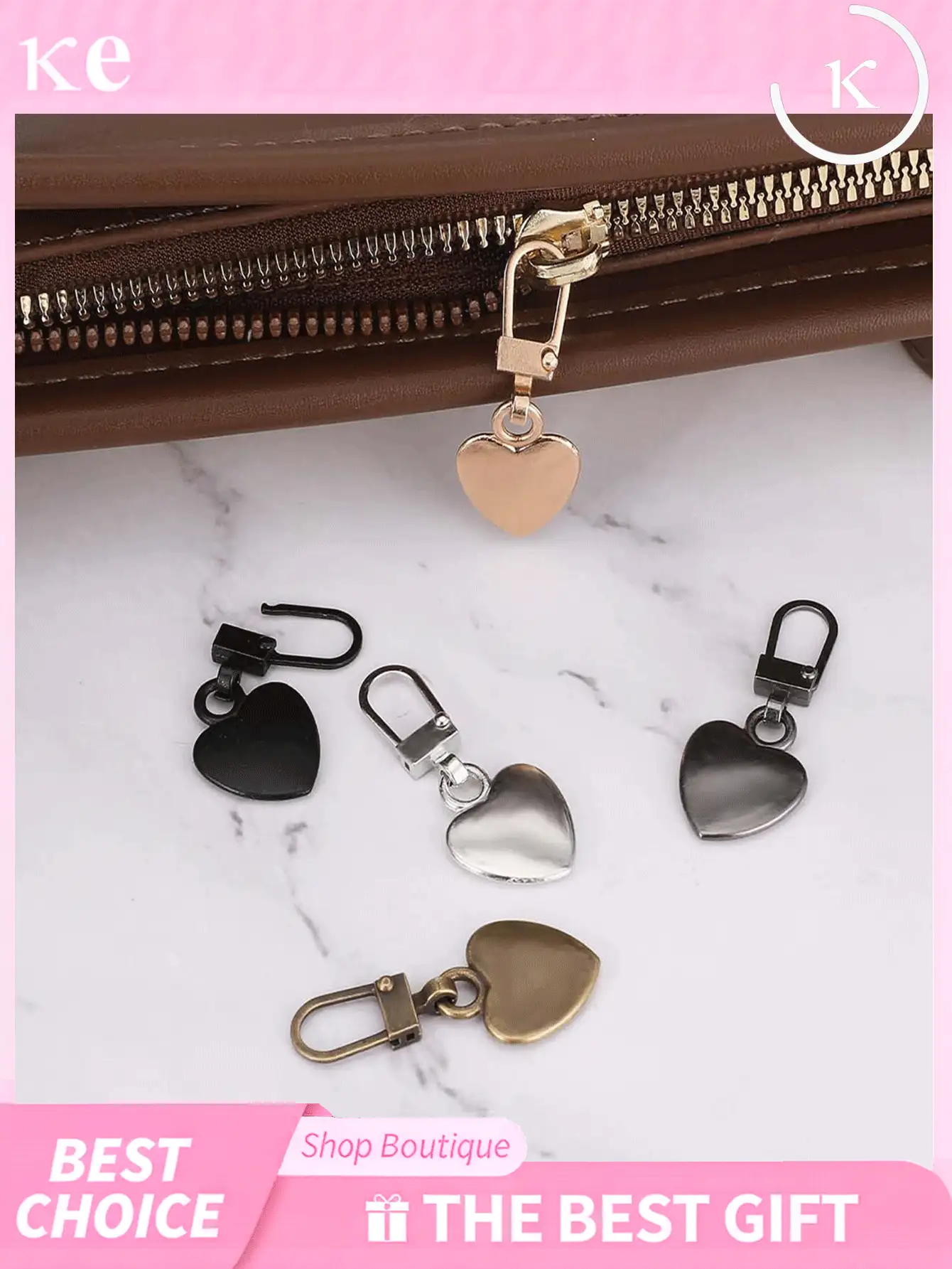 1/5/10pcs Heart-Shaped Multi-Function Metal Detachable Zipper Pull Replacement Ring Zipper Slider Repair Kit, Suitable For Suitcases, Handbags, Backpacks, Jackets - Multicolor - View 7