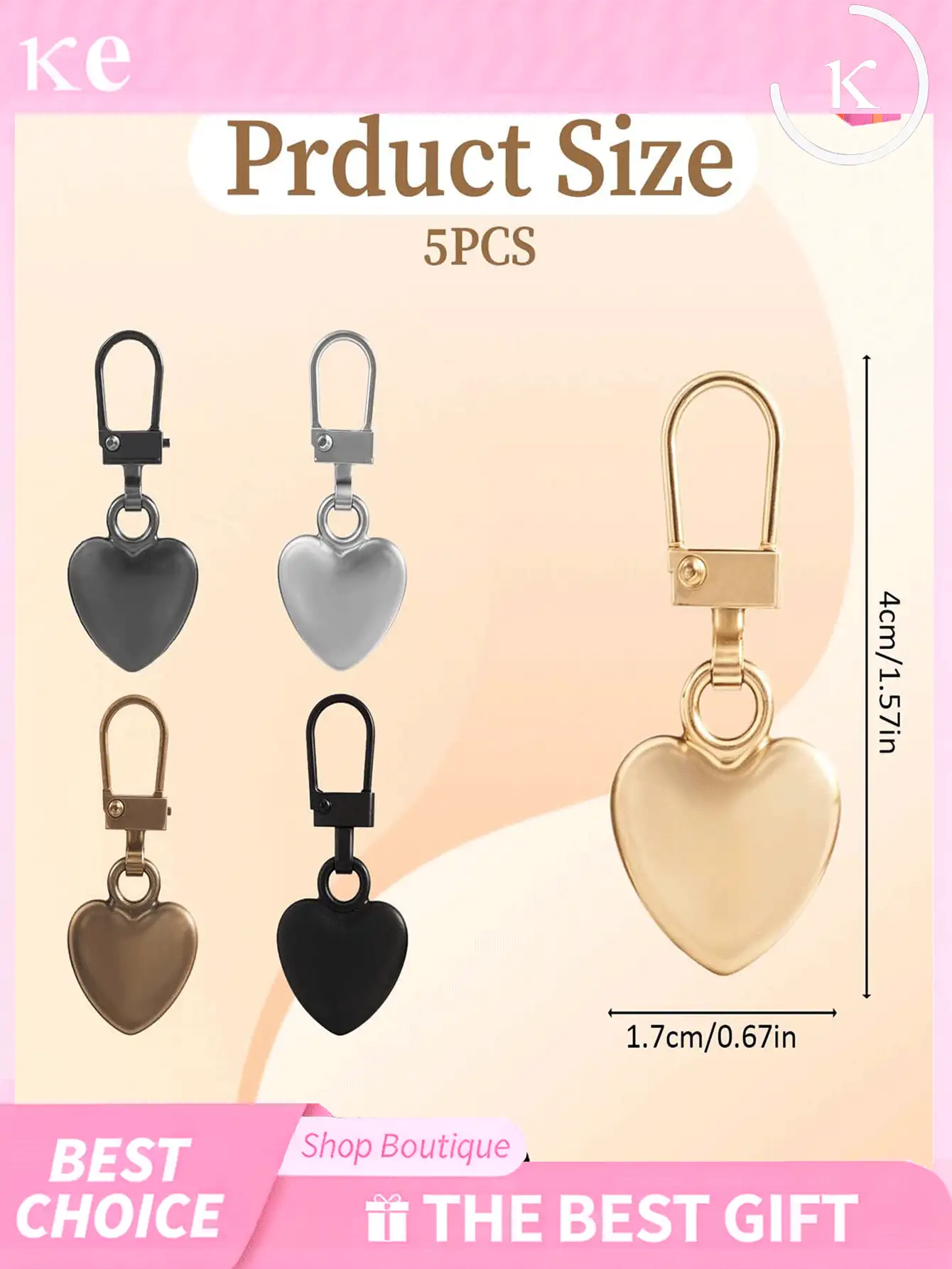 1/5/10pcs Heart-Shaped Multi-Function Metal Detachable Zipper Pull Replacement Ring Zipper Slider Repair Kit, Suitable For Suitcases, Handbags, Backpacks, Jackets - Multicolor - View 6
