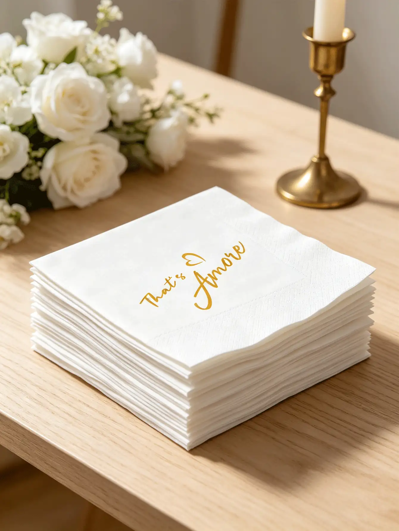 40/20/1pc Elegant That's Amore Gold Text Disposable Paper Napkins, 5x5 Inch Placemats, Highly Absorbent Cocktail Coasters, Suitable For Sunny Morning Garden Engagement Picnic, Exquisite Vintage Style Anniversary Dinner - Multiple Styles - View 8