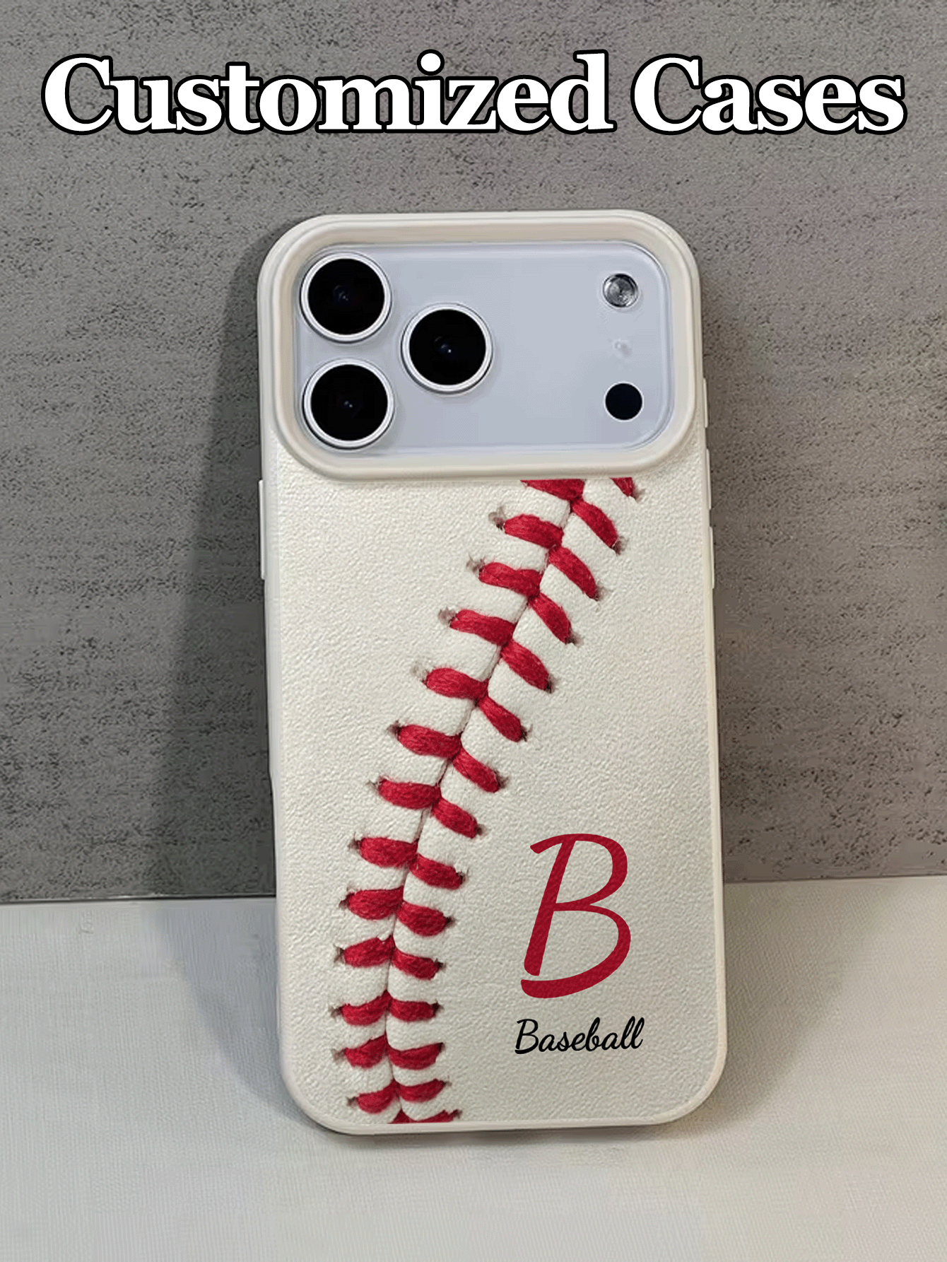 1pc Customizable Text And Letter American Vintage Sports Baseball Pattern Design Phone Case Protective Cover, Suitable For IPhone17promax/17AIR/15promax/16E/14plus/13/12/11, S24/20Ultra/A52/A71/A25, Note13ProPlus/Note13C Models, Made Of TPU Material, The Overall Style Combines Baseball Sports Personalized Customization Fashion Sense, Perfect Gift For Baseball Fans - White - View 2