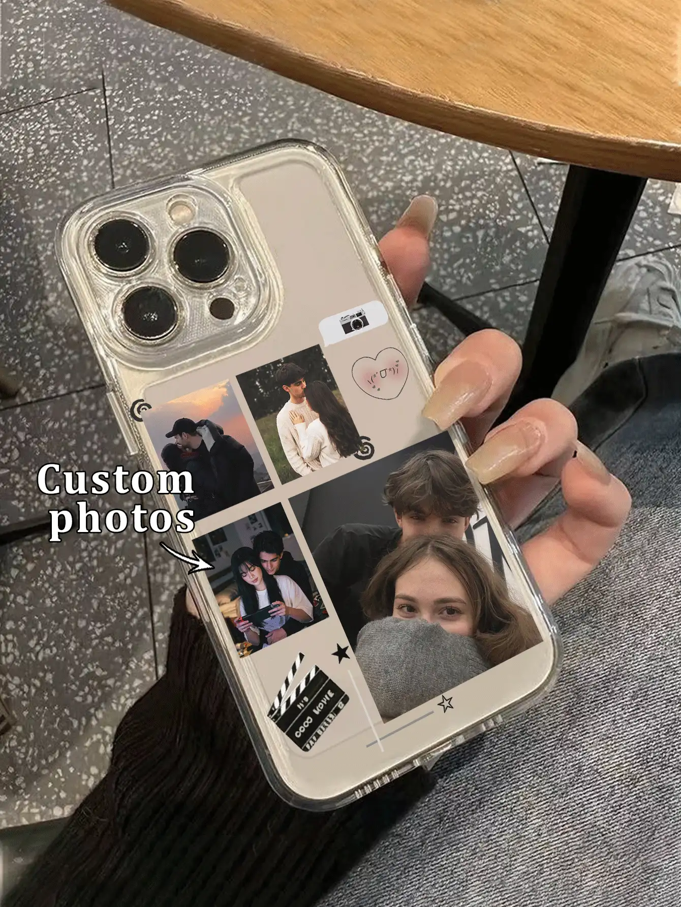 1件 DIY 4格照片拼貼客製化超薄透明 TPU 手機殼,適用於 Apple Duo/18ProMax/17ProMax/16Pro/15/14Plus/13Pro/12ProMax/11/XsMax/8/7/6Plus,商務高級風,送給領導、朋友、父親、母親、男友、女友的最佳禮物 - 無色 - 查看 2