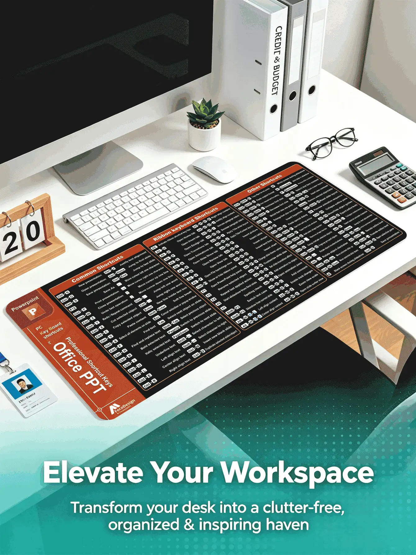 Essential For Career Advancement! Office Software Word/PPT/Excel Full Coverage 120-Key Quick Reference Guide Dedicated Shortcut Mouse Pad 120 Function Keys At A Glance Large Desk Mat Desktop Shortcut Key Layout Anti-Slip Pad, Large Size: 90x40x0.3cm - A - View 3