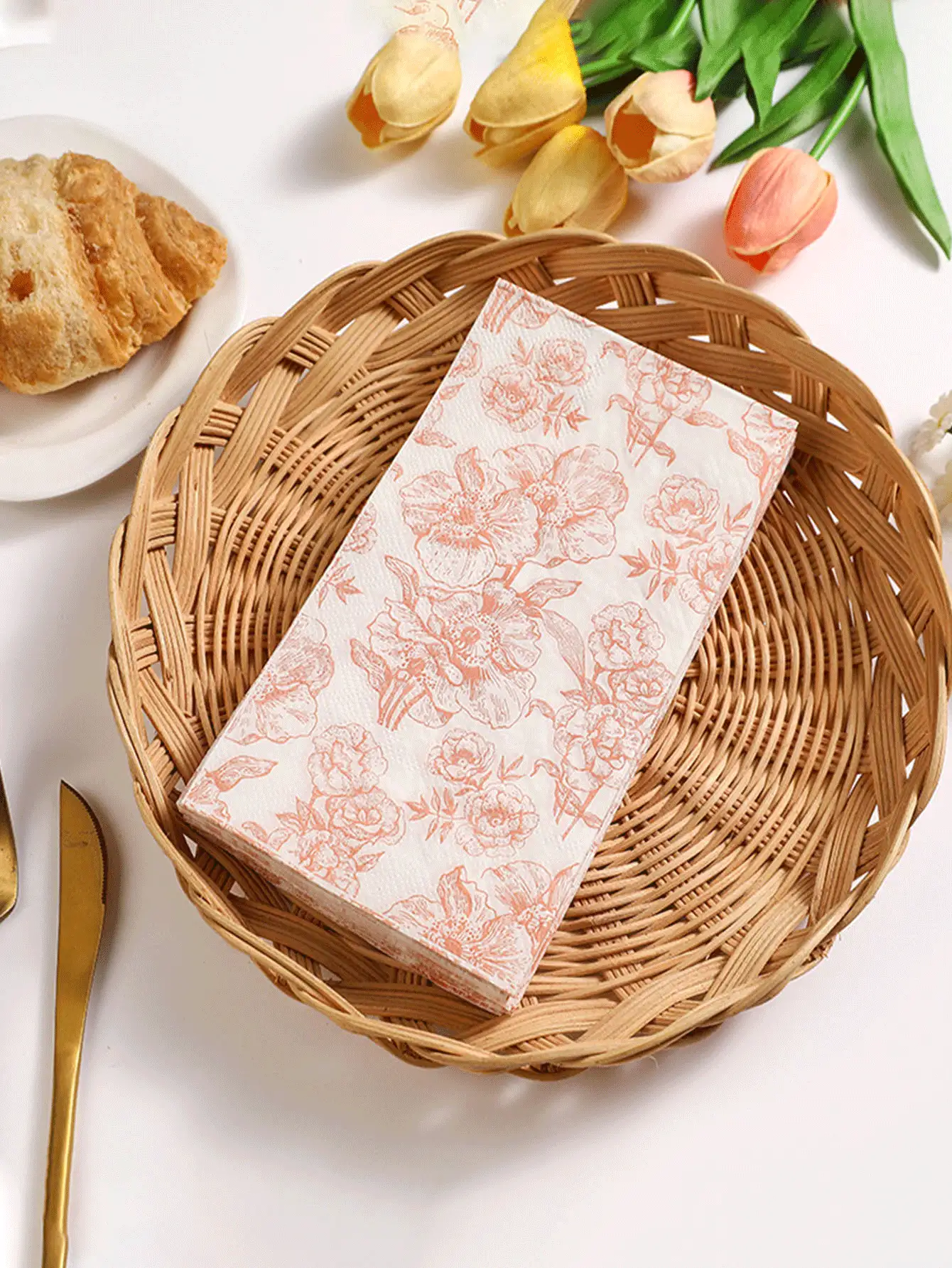 20pcs Disposable Paper Napkins Are The Perfect Choice For Western-Style Party-Printed Tableware. Their Simple Lace Patterns Suit Birthdays, And Other Occasions. Ideal For Indoor And Outdoor Dining, Festive Home Tableware, - A - View 3