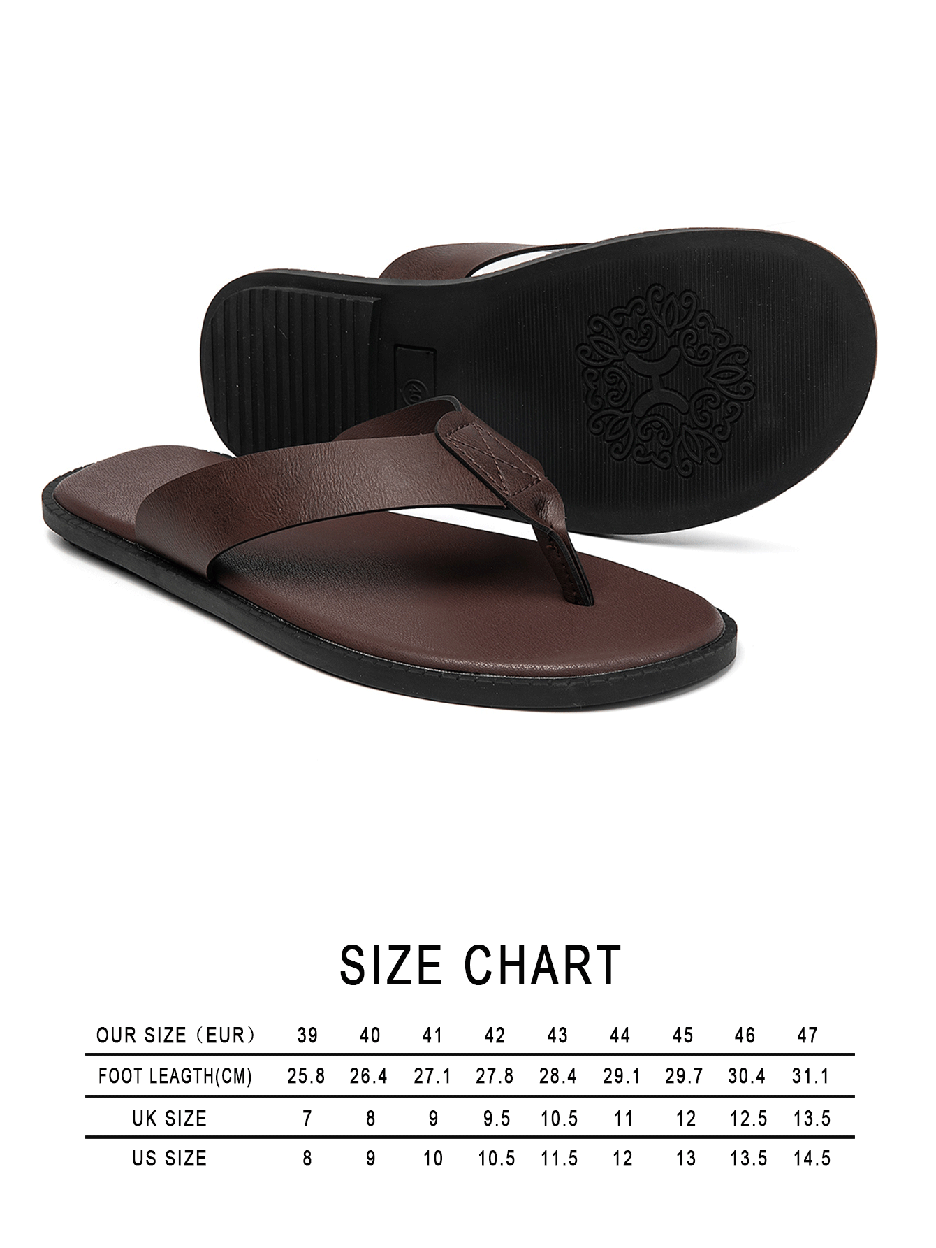 Men's Casual, Beach Thong Sandals, Summer - Dark Brown - View 2