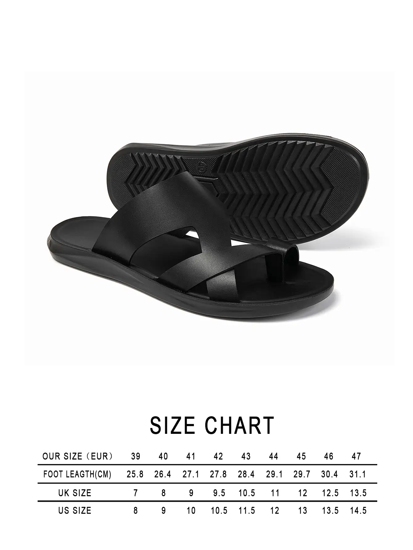 New Men's Versatile Toe-Post Cross-Strap Slide Sandals For Daily Beach Casual Wear - All Black - View 3
