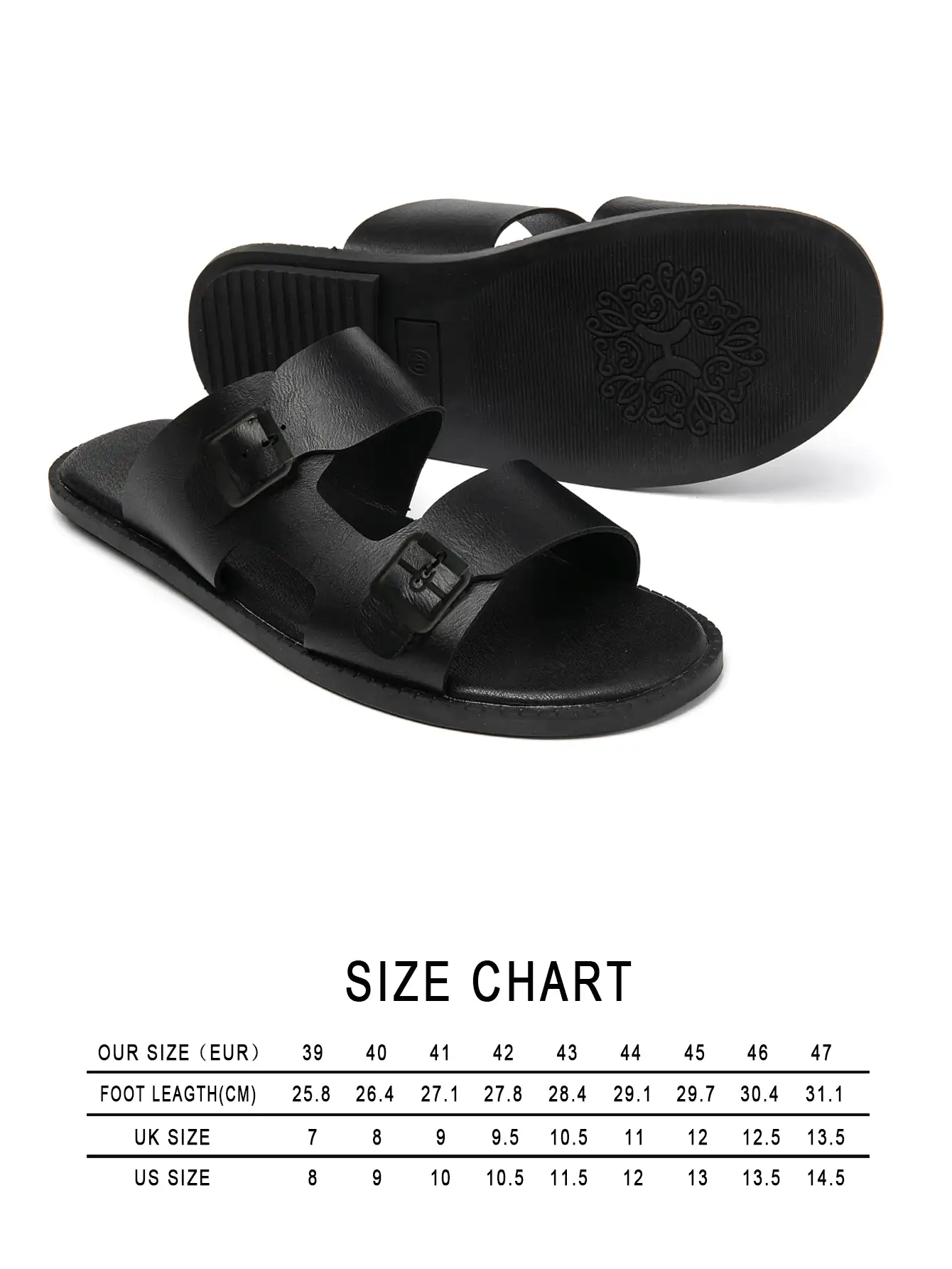 Men's Beach Vacation Cross Strap Adjustable Slides, Retro Wide Face Design, Comfortable Fashionable Personalized Indoor/Outdoor Dual-Use Slip-On Slippers - Black - View 3
