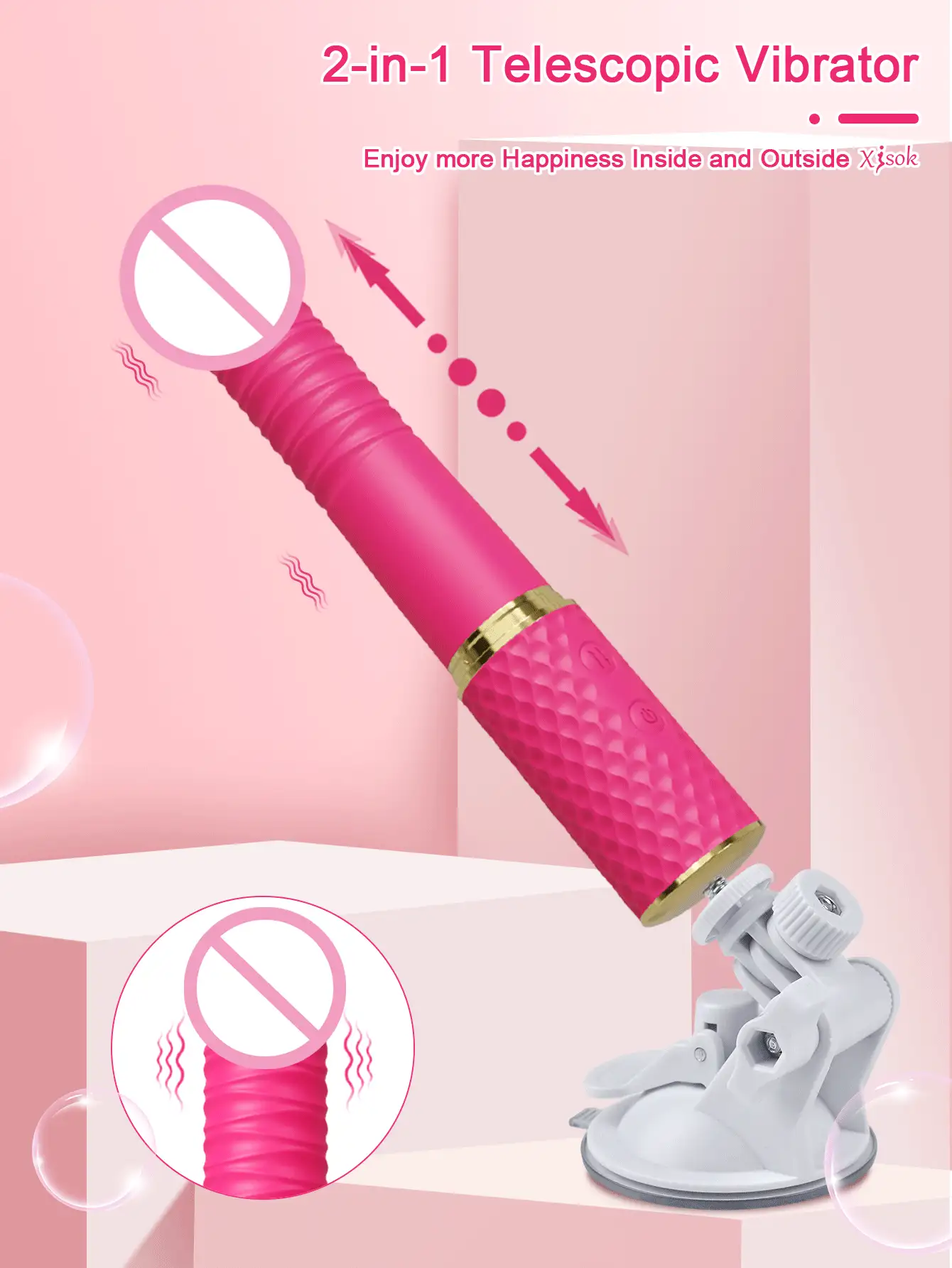 8.9 Inch Telescoping Vibrating Dildo Sex Toy, Automatic Telescoping Dildo Sex Machine, Realistic Penis G-Spot Vaginal Anal Stimulator, 10 Modes, With Handle And Suction Cup, Prostate Massager, Adult Sex Toy Game, Suitable For Women And Men - Red - View 5