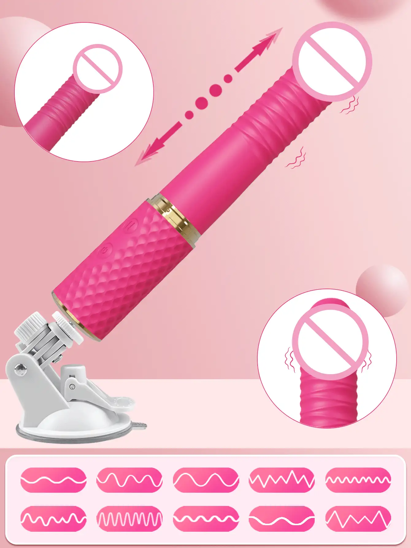 8.9 Inch Telescoping Vibrating Dildo Sex Toy, Automatic Telescoping Dildo Sex Machine, Realistic Penis G-Spot Vaginal Anal Stimulator, 10 Modes, With Handle And Suction Cup, Prostate Massager, Adult Sex Toy Game, Suitable For Women And Men - Red - View 4