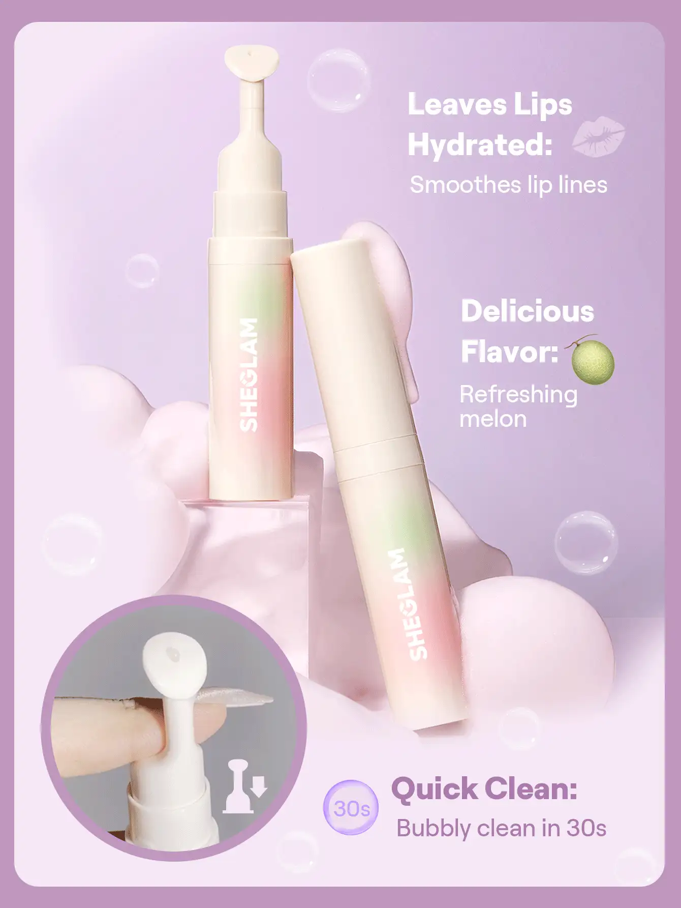 SHEGLAM [2 piezas] Conjunto de preparación brillante para labios y rostro - Blanco - Ver 2