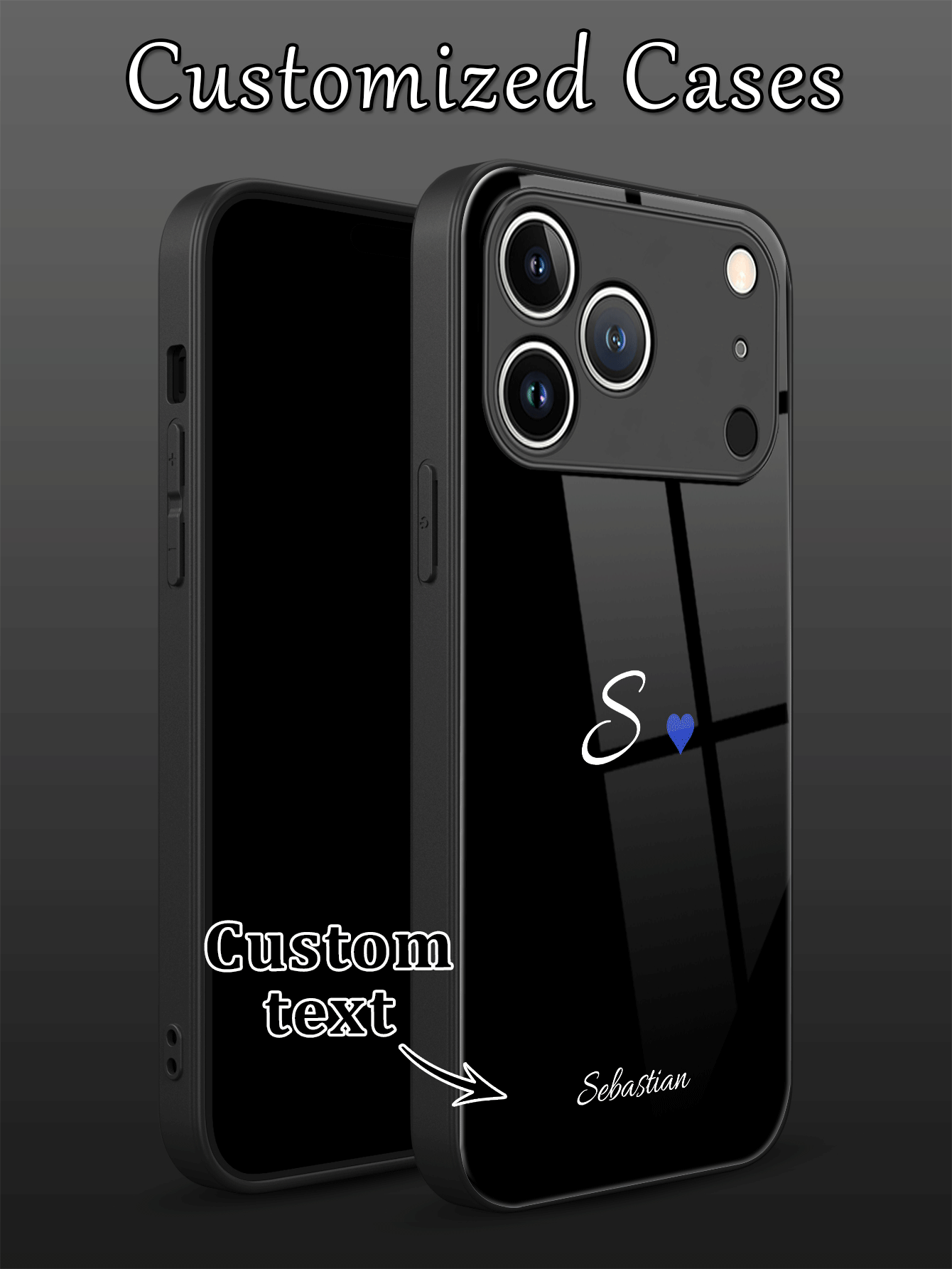 1 buah Casing Ponsel Anti Guncangan dan Tahan Gores dengan Desain Inisial Kustom DIY, Gaya , Pola Hati Kecil Multi-Warna, Bahan TPU Cair Full Edge + Kaca Tempered, Kompatibel dengan Apple 17ProMax/16ProMax/15Pro/14 Plus/13 Pro/12 Pro Max/11/XsMax/8/7/6Plus dan S26Ultra/S25Plus/S24 & Seri A & Aksesoris Ponsel - Hitam - View 3