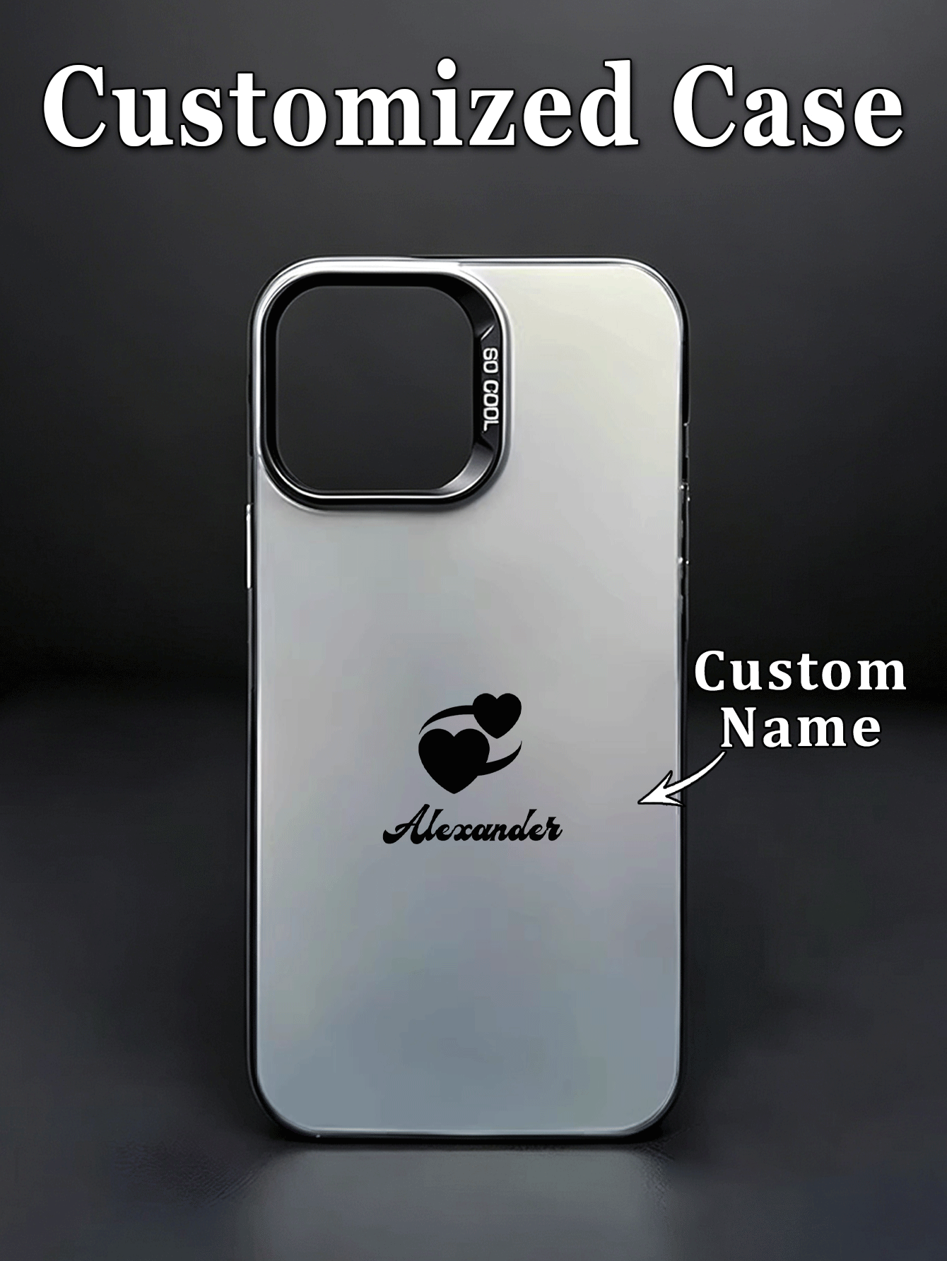 1pc Customizable Personalized Letter Name, Double Heart Pattern Compatible With Samsung S24 Ultra/S25 Ultra And Apple 17 Pro Max/16/15/14 Plus/13 Pro/12 Pro Max/11/7P/XS/XR Phone Case, Hard PC Material, Scratch-Resistant, Anti-Fingerprint, Personal, Partner, Family, Friend, Couple, Sister, Birthday, Anniversary Gift - Multicolor - View 2