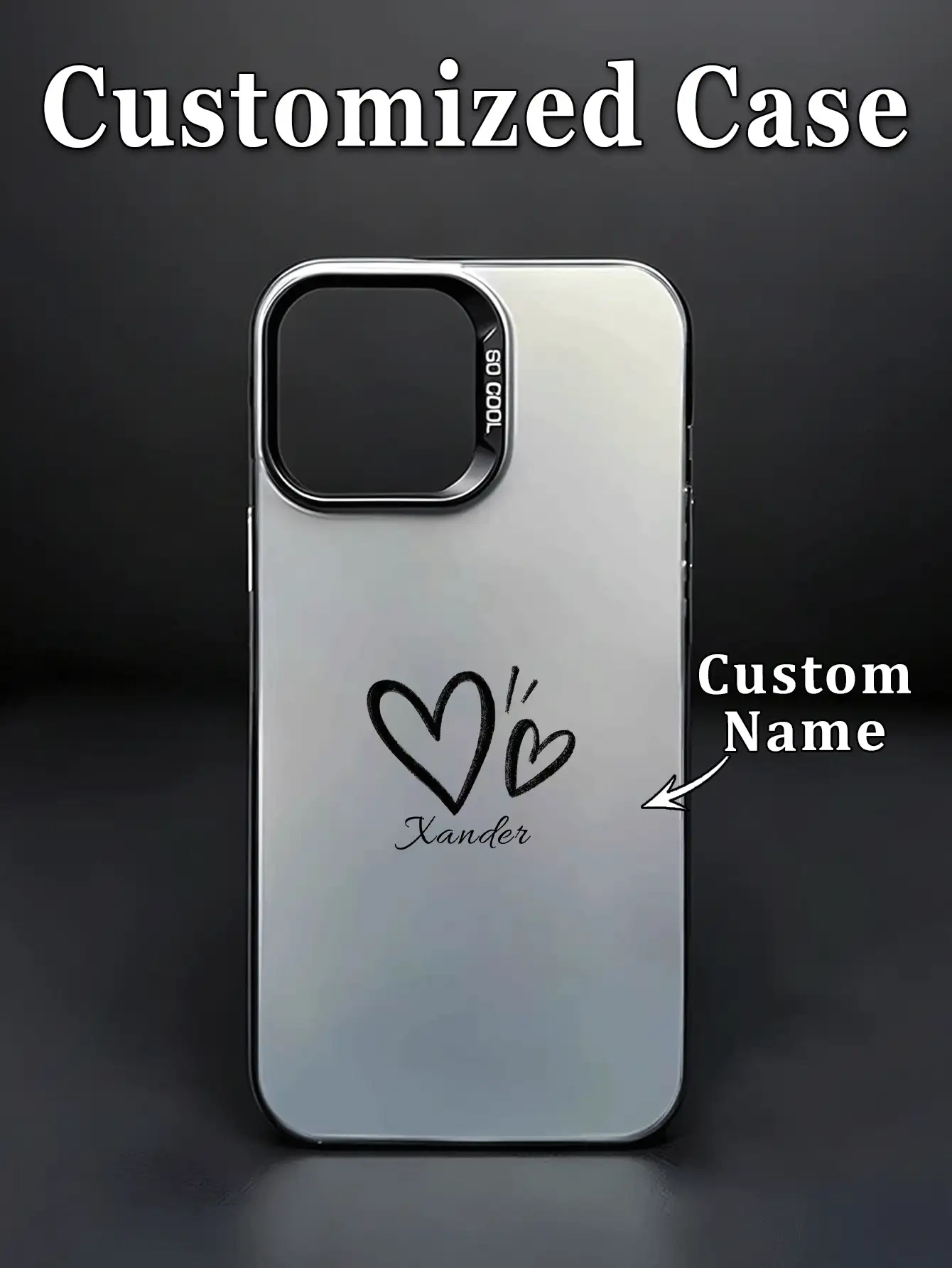 1pc Customizable Phone Case With Personalized Letter Name, Line, Heart Design, Compatible With Samsung S24 Ultra/S25 Ultra And Apple 17 ProMax/16/15/14 Plus/13 Pro/12 Pro Max/11/7P/XS/XR, Hard PC Material, Scratch-Resistant, Fingerprint-Proof, Suitable For Personal, Partner, Family, Friend, Couple, Sibling, Birthday, Anniversary Gift,International Version, Not The Domestic Version - Multicolor - View 2