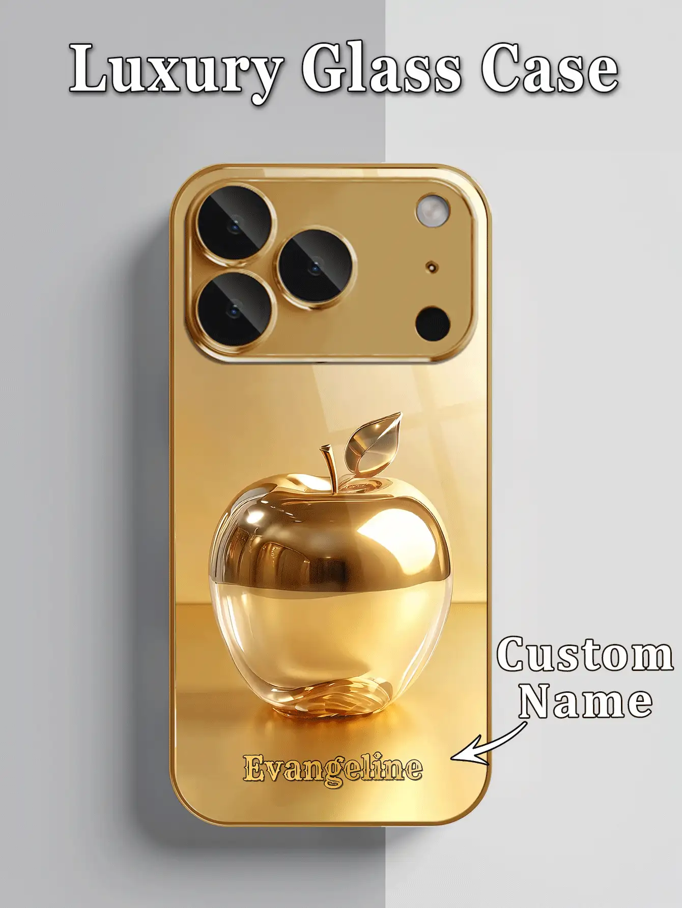1件 DIY 定製姓名手機殼,純金 Apple 奢華印花圖案,高清晰電鍍金玻璃手機殼,適用於 iPhone 17/17Pro/17ProMax/17Air/16/16Pro/16ProMax/16Plus/15/15Plus/15Pro/15Promax/14/14Pro/14Promax/13/12/11/XRMax/8/7/6Plus 手機配件 - 金色 - 查看 3