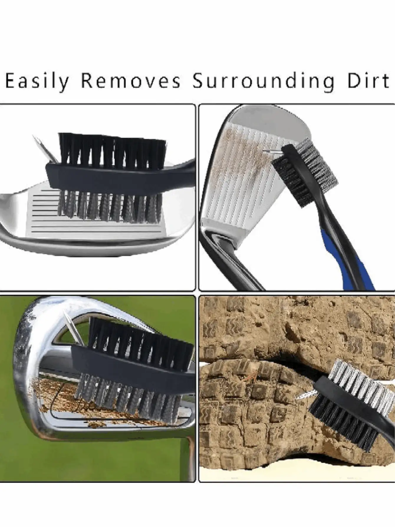 Golf Club Brush Groove Cleaner With Retractable Zip-Line Golf Cleaning Brush For Golf Bag Multiple-Use Golf Club Cleaner Tool For Men Women Practical Golf Gifts For Golf Beginner Golf Enthusiast Portable Small Golf Essential Accessories - Multicolor - View 3