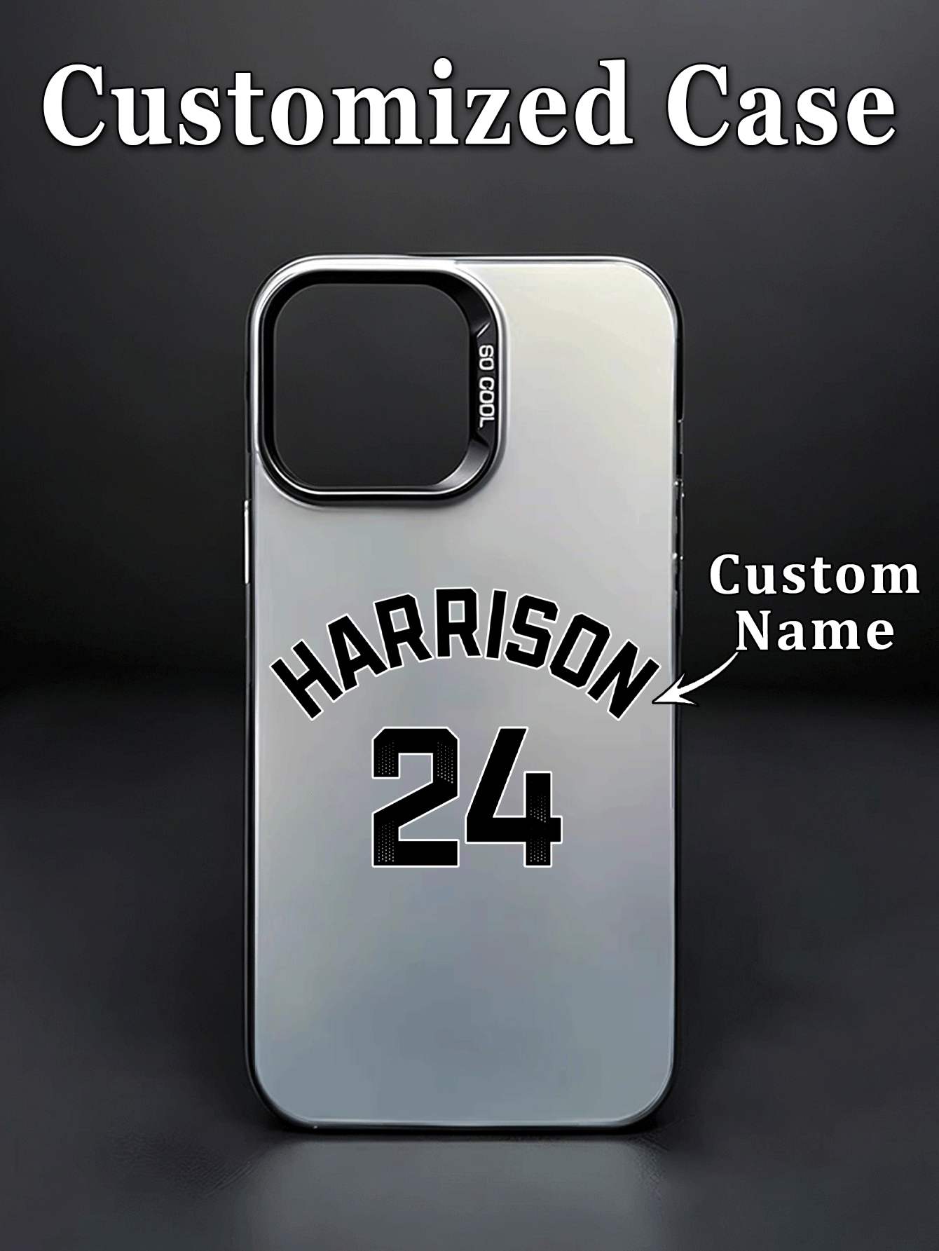 1pc DIY Curved Arch English Name & Number Phone Case Compatible With Samsung S24ULTRA Series And 17ProMax/16Pro/15/14 Plus/13 Pro/12 Pro Max/11/7P/XS/XR, Hard PC Material, Anti-Scratch, Anti-Fingerprint, Personalized Gift For Individual, Partner, Family, Friends, Couples, Sisters, Birthday, Anniversary - Multicolor - View 2