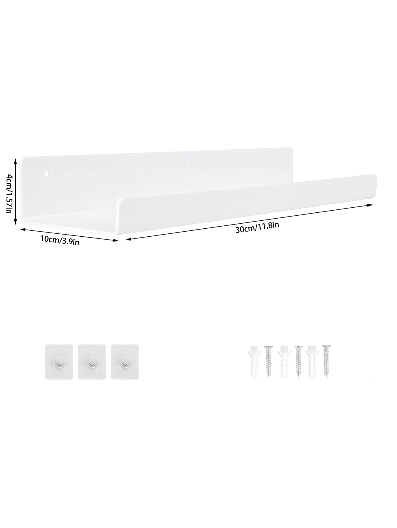 1/2/3/4/6pcs Acrylic Wall-Mounted Floating Shelves, 11.8 Inch Floating Bookshelf, Display Rack Storage Shelf, Suitable For Bathroom, Bedroom, Living Room, Kitchen, Room Decor - White - View 3
