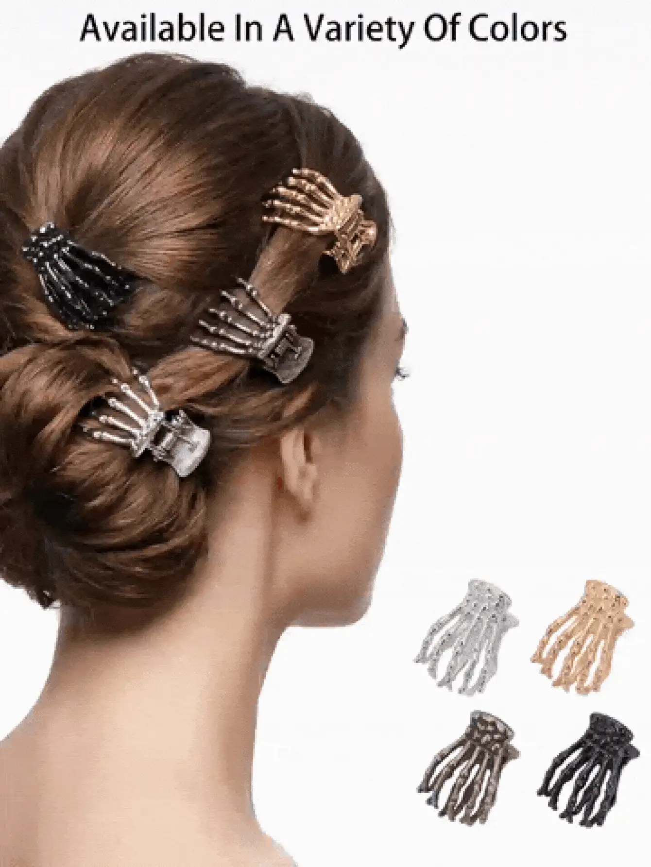 Gothic Punk Hair Claw Clips Mini Skull Side Clips For Women Halloween Hairstyle Clips For Gig Camping Vocation Travel Birthday Gift Homen Decor Travel Back To Scool Indoor Outdoor Daily Essential Accessory - Multicolor - View 3