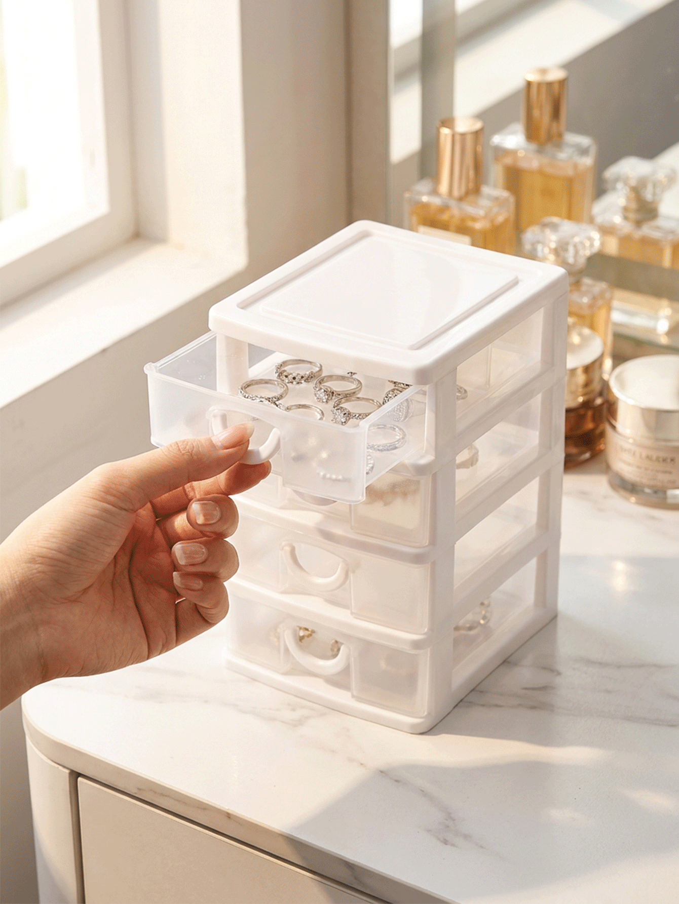4-Layer Drawer Storage Box, Jewelry Box, Desktop Organizer, Suitable For Hair Accessories, Earrings And Other Small Items, Office Storage Box, Jewelry Storage Box, Drawer Cosmetic Storage Box, Drawer Storage Box - Multicolor - View 2