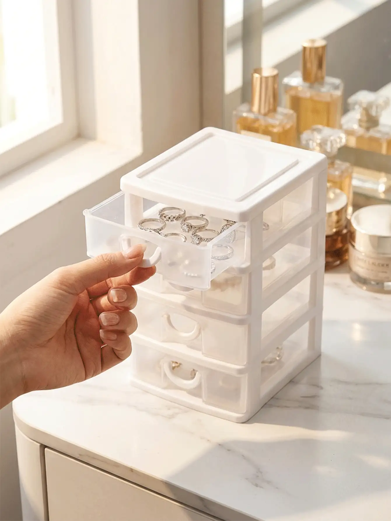 4-Layer Drawer Storage Box, Jewelry Box, Desktop Organizer, Suitable For Hair Accessories, Earrings And Other Small Items, Office Storage Box, Jewelry Storage Box, Drawer Cosmetic Storage Box, Drawer Storage Box - Multicolor - View 2