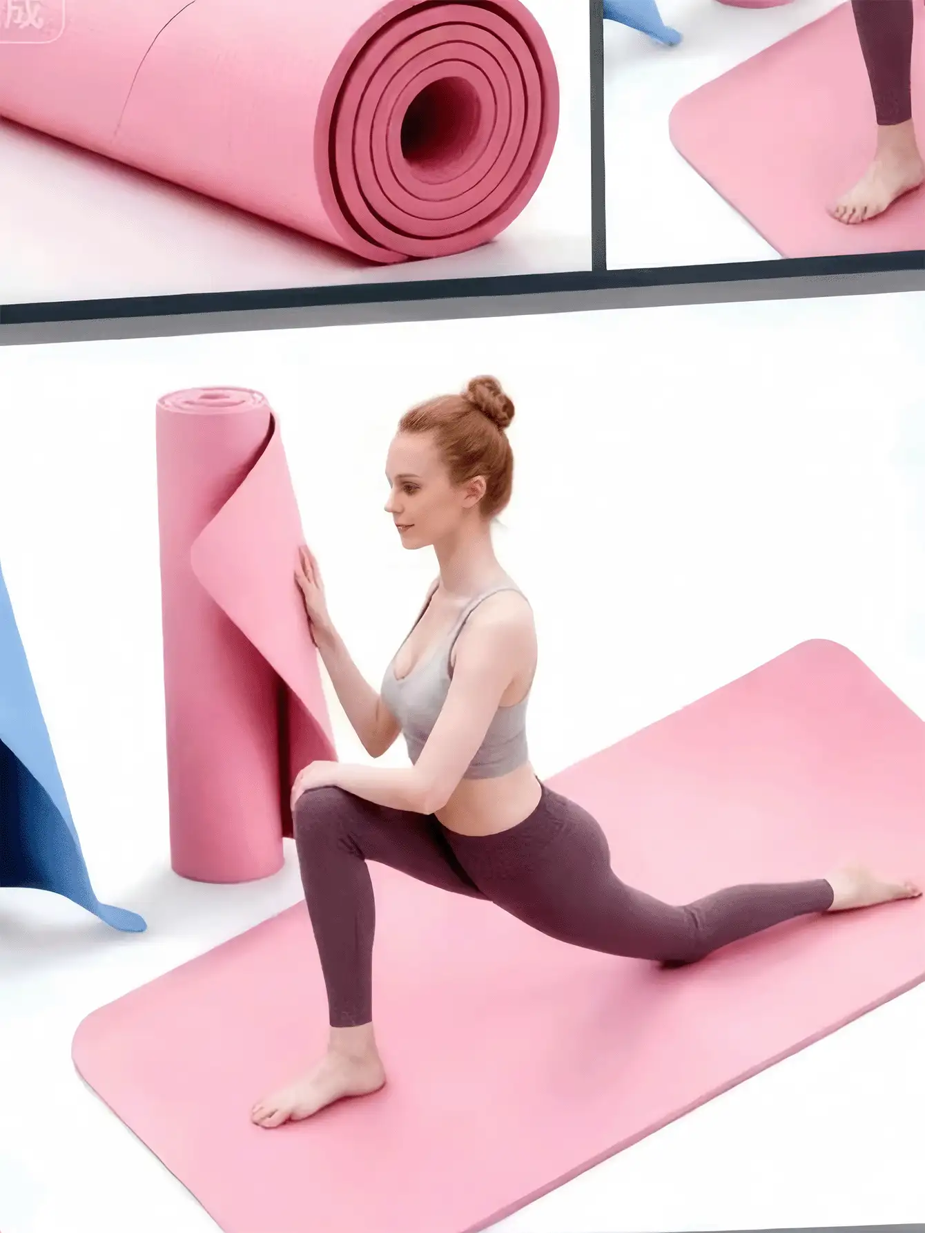 EVA Yoga Mat Pilates Solid Color Exercise Mat, With Strap, Suitable For Yoga, Pilates, Plank, Fitness, Gymnastics, Workout, Gym, Home Exercise, Great Gift For Mother's Day, Birthday, Yoga Equipment, Exercise Mat - Multicolor - View 3