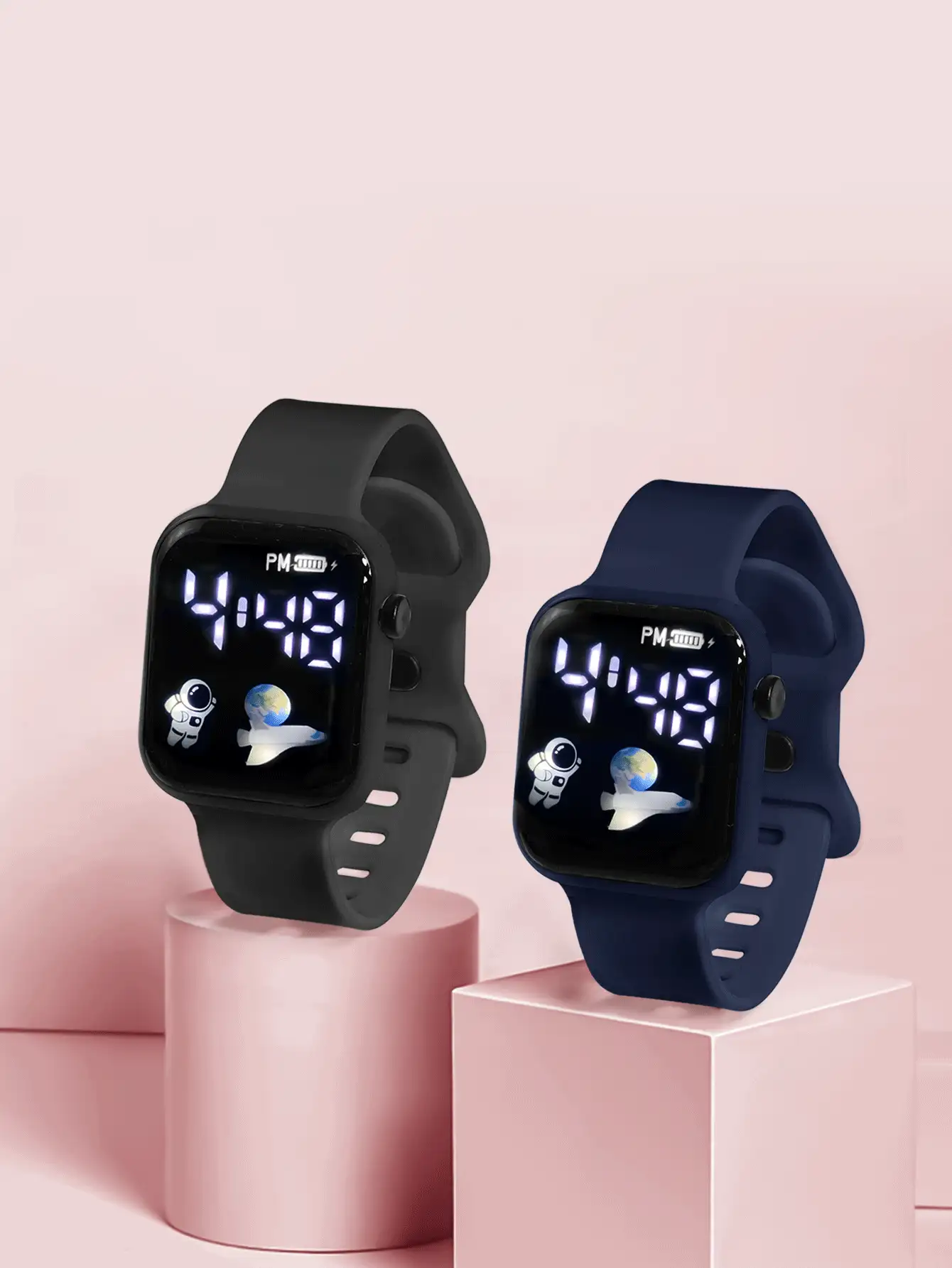 2件組青少年太空火箭 TPU 運動電子學生手錶,適合日常配戴 - 彩色 - 查看 3