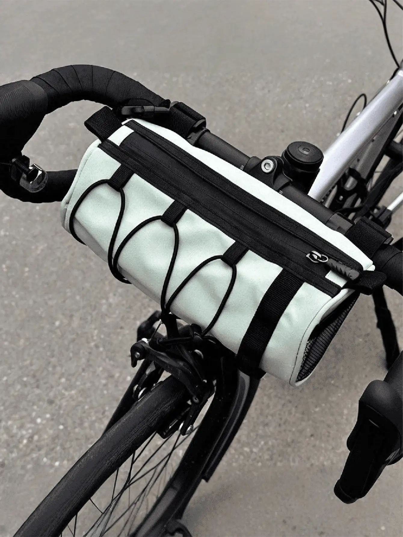 Large Capacity Adjustable Bicycle Handlebar Bag, Multi-Compartment Front Frame Bag With Handlebar Mount, Stylish Cylindrical Design, Elastic Storage System For Cycling Essentials - Multicolor - View 2