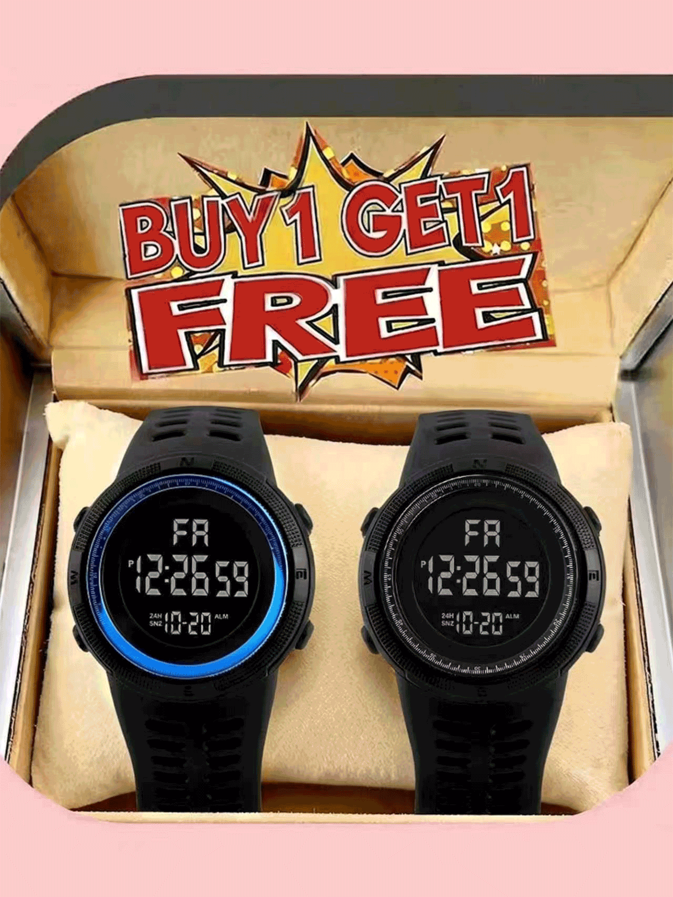 Set de 2 relojes digitales LED para niños, con cronómetro, alarma, día de la semana, fecha y funciones de pantalla LED, multifuncional, adecuado para estilo militar y actividades al aire libre - Multicolor - Añade 2