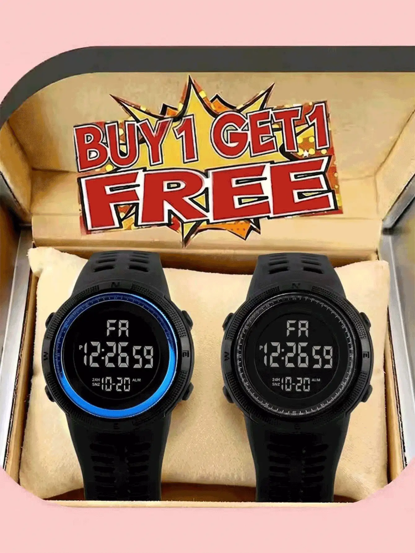Boys LED Digital Watch Set (2pcs), With Stopwatch, Alarm, Day Of Week, Date And LED Display Functions, Multi-Functional Suitable For Military Style And Outdoor Activities - Multicolor - View 2