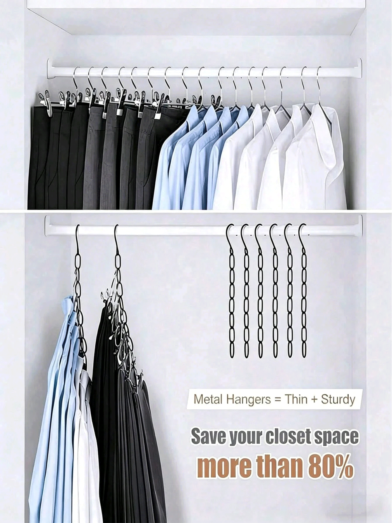 7-Slot Metal Chain Hook Space-Saving Foldable Storage Rack, Multi-Hook Efficient Storage For Clothes Clips And Hangers, Suitable For Clothing, Towels, Bags, Room, Bathroom, Home, Bedroom Decor, Bathroom Accessories, Dorm Essentials - Multicolor - View 2