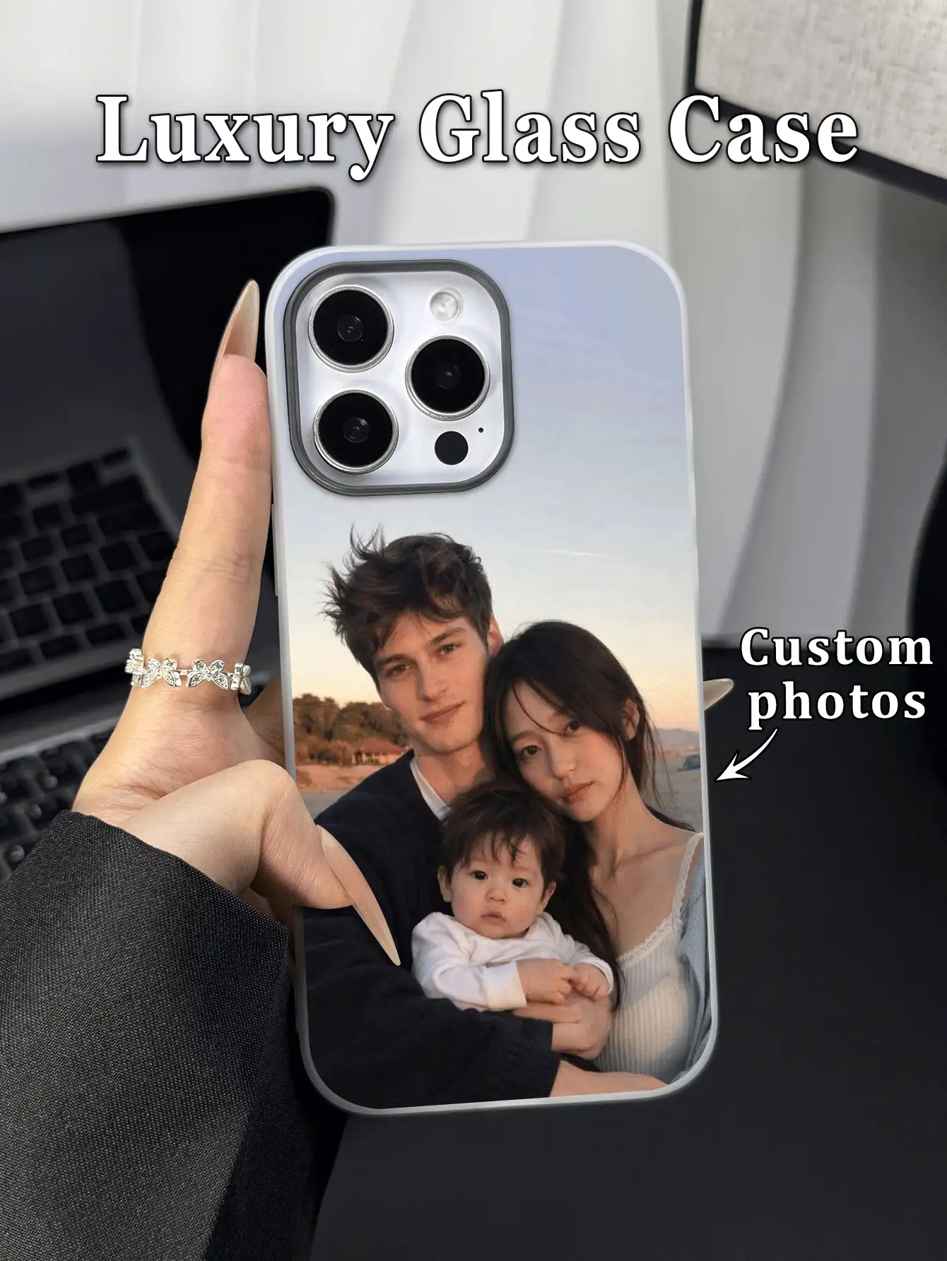 1件 DIY 定製情侶家庭照片磨砂 2合1 黑白對比手機殼,適用於 Apple Duo/18ProMax/17ProMax/16Pro/15/14Plus/13Pro/12ProMax/11/XsMax/8/7/6Plus,手機配件,情侶、好友、家庭、情人節、週年紀念、生日、紀念禮物 - 彩色 - 查看 2