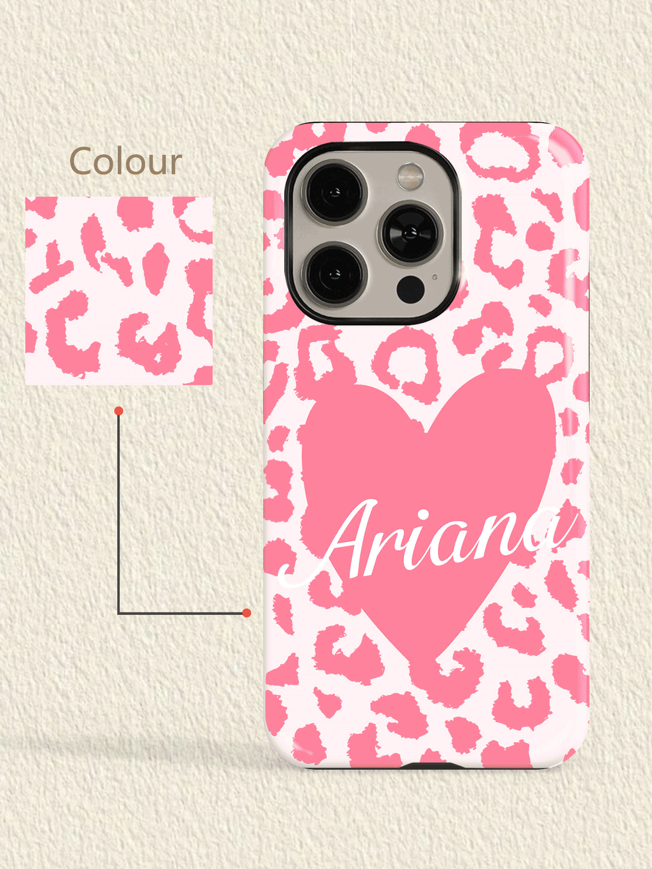 1pc Customized Minimalist Leopard Print Letter Slogan Phone Case, 2-In-1 Glossy Film Full Coverage Hard Shell Protective Cover Compatible With IPhone 11/12/13/14/15/16/17 Pro Max - Multicolor - View 2