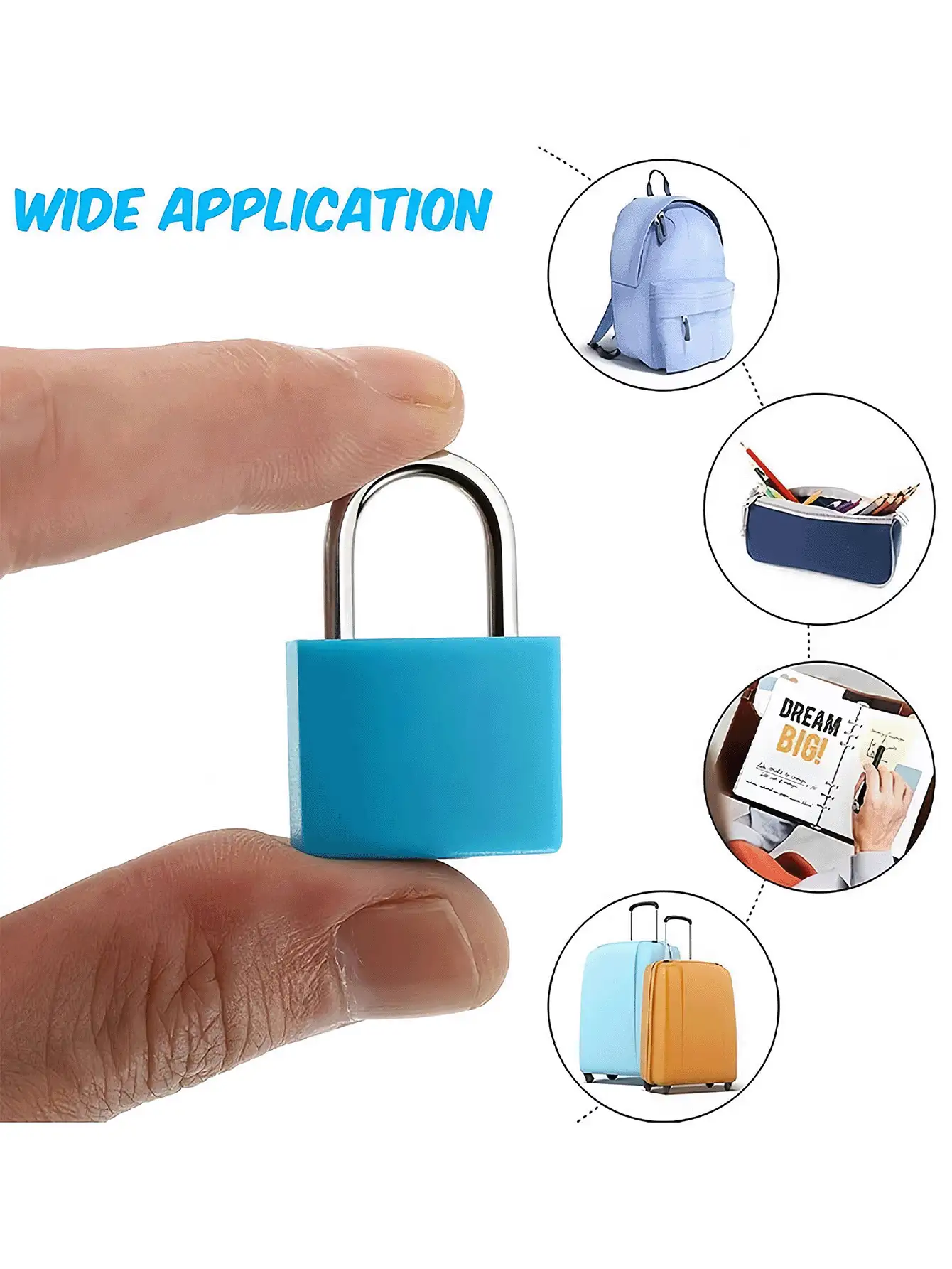 Portable Padlock With Key, Colorful Plastic Shell Metal Lock, School Supplies, Travel Vacation Cruise Essential Accessory, Women's Back To School Season - Multicolor - View 3