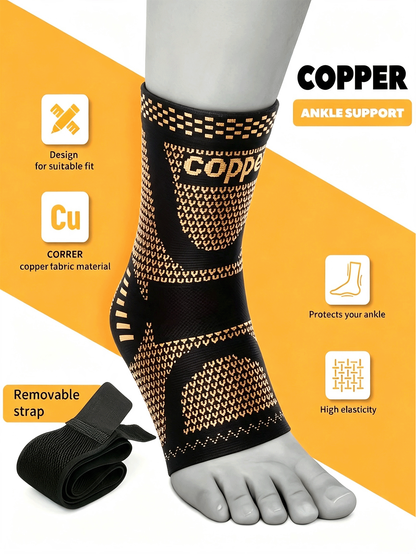 New Ankle Brace Soft Foot & Ankle Brace Socks For All Cute Compression Sleeve At Gym Ankle Support Adjustable Strap Bandage Exercise Workout Equipment Basketball Football Running Hiking Gym Essentials Accessories Volleyball Stuff Yoga Pilates Set - Multicolor - View 2