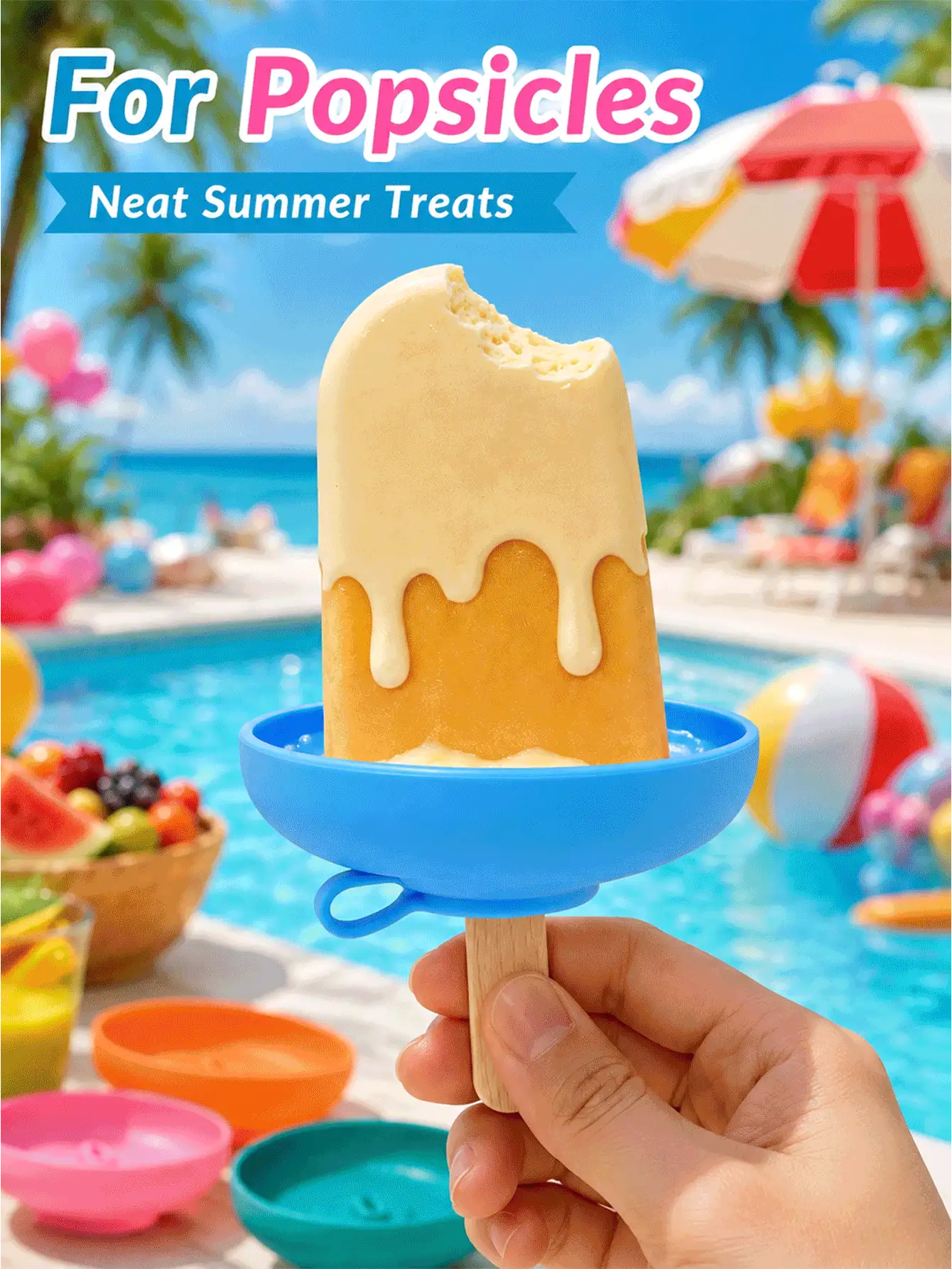 Silicone Ice Cream Popsicle Holder - Silicone Drip Collector For Frozen Desserts And Ice Cream Cones, Suitable For Summer Parties, Gatherings And Outdoor Activities, Portable And Dishwasher , Essential - Multicolor - View 3