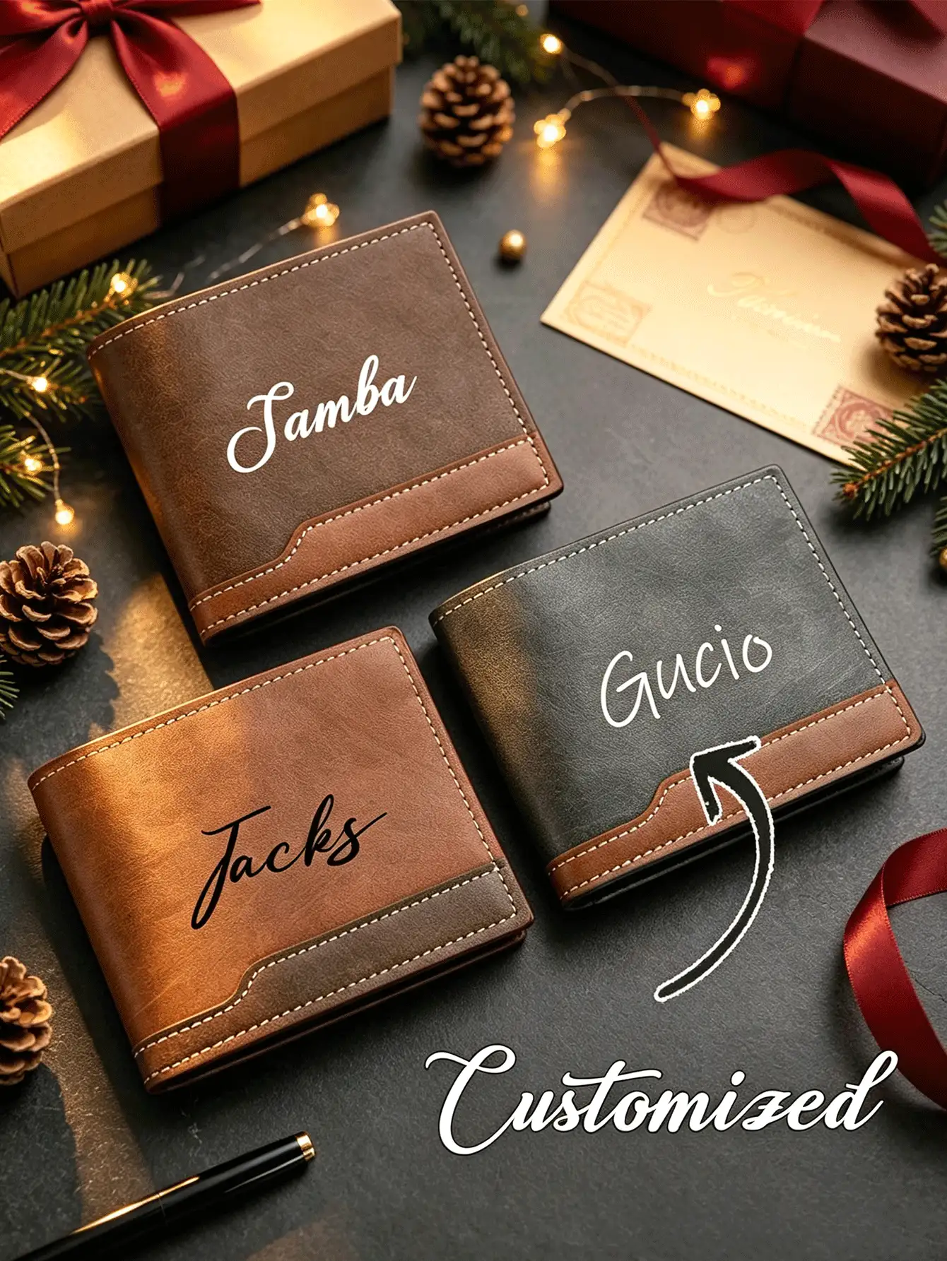 1pc Customized Men's Wallet,Multi-Functional Wallet That Can Be Customized With Your Name,Suitable For Business Occasions,Travel,Or Everyday Shopping. - Multicolor - View 2