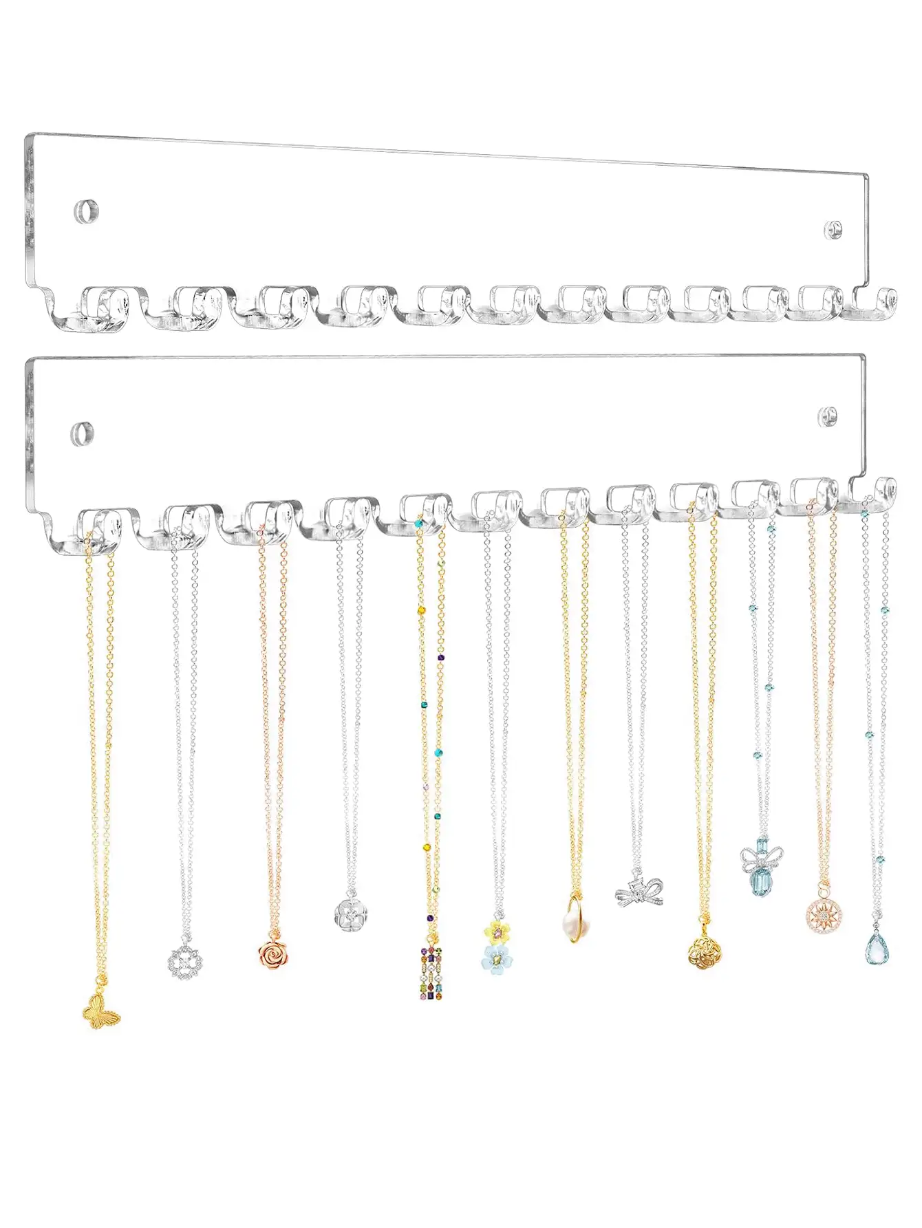 1-2 Pieces Wall-Mounted Necklace Organizer | Self-Adhesive Wall Jewelry Holder For Necklaces And Various Jewelry Items - View 2