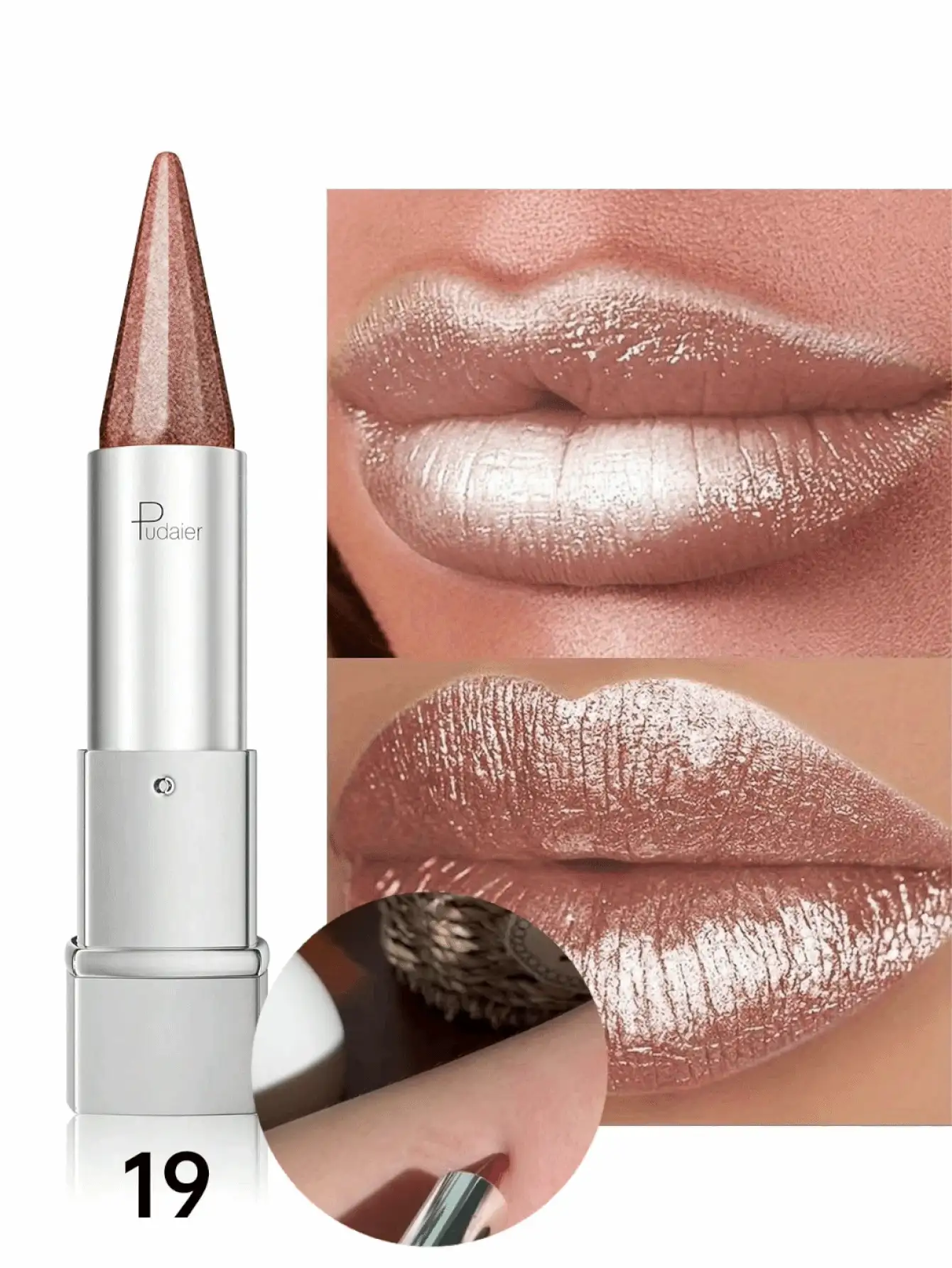 Pudaier Lipstik Beludru Mutiara Anti Lengket dan Tahan Air, Melembapkan dan Bertekstur Halus, Cocok untuk Semua Warna Kulit, Hadiah Hari Valentine - 19 - View 2